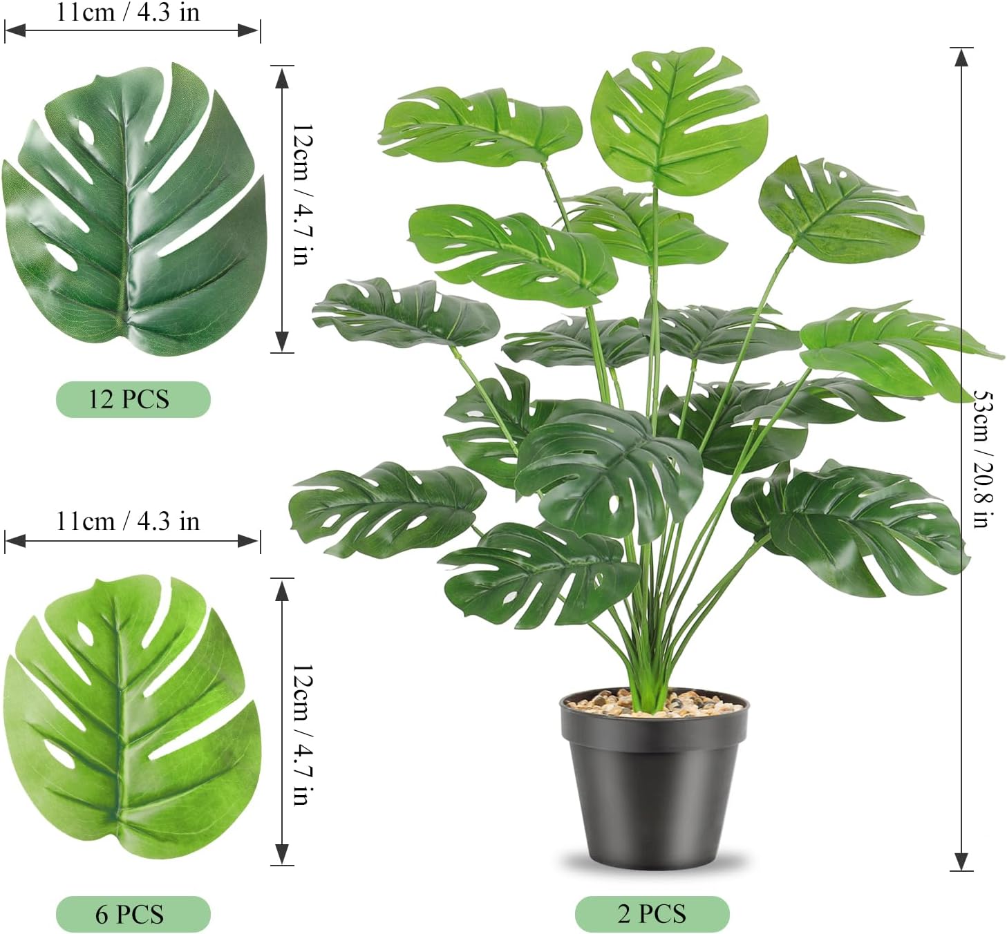 SOMYTING Set of 2 Artificial Tropical Plants in Pots