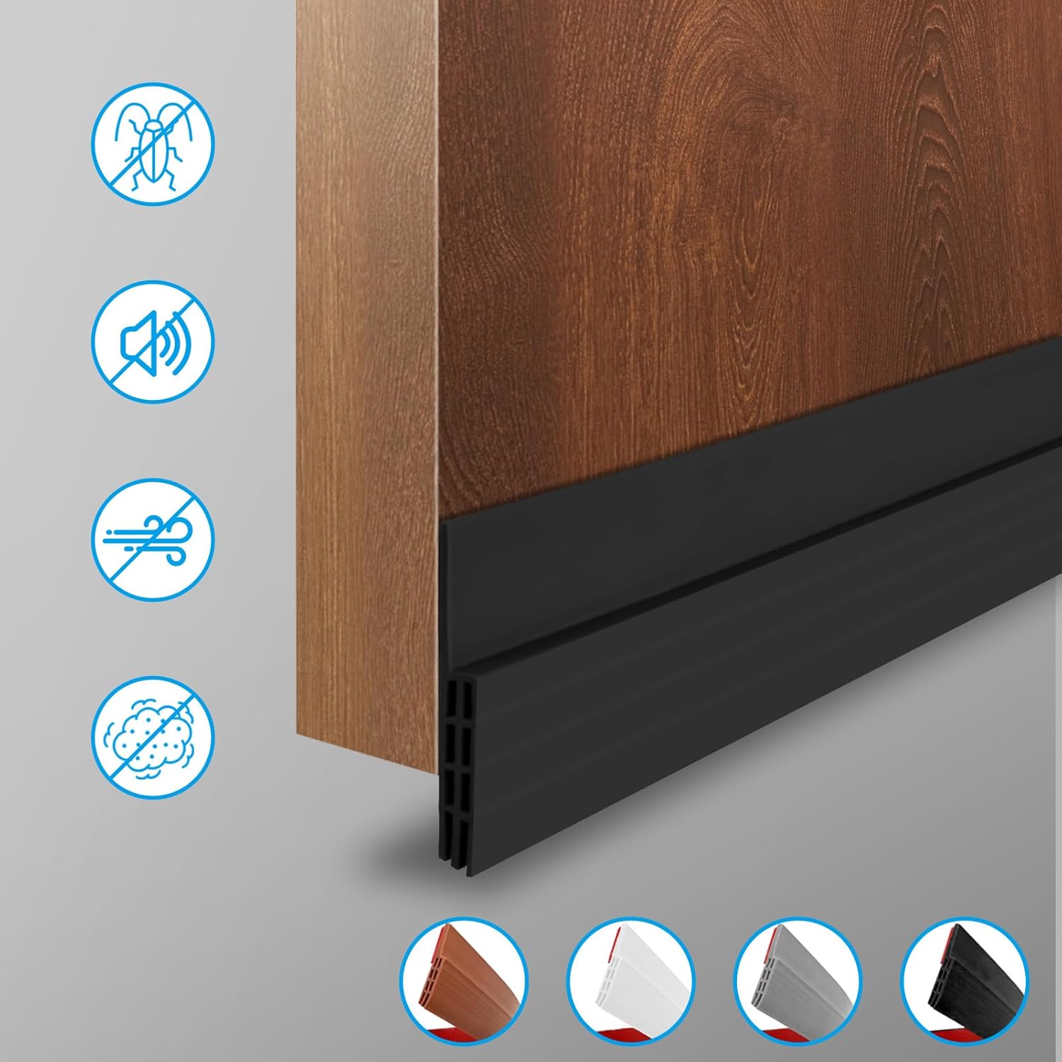 Energy Saving Door Draft Stopper Anti-Collision Seal Black