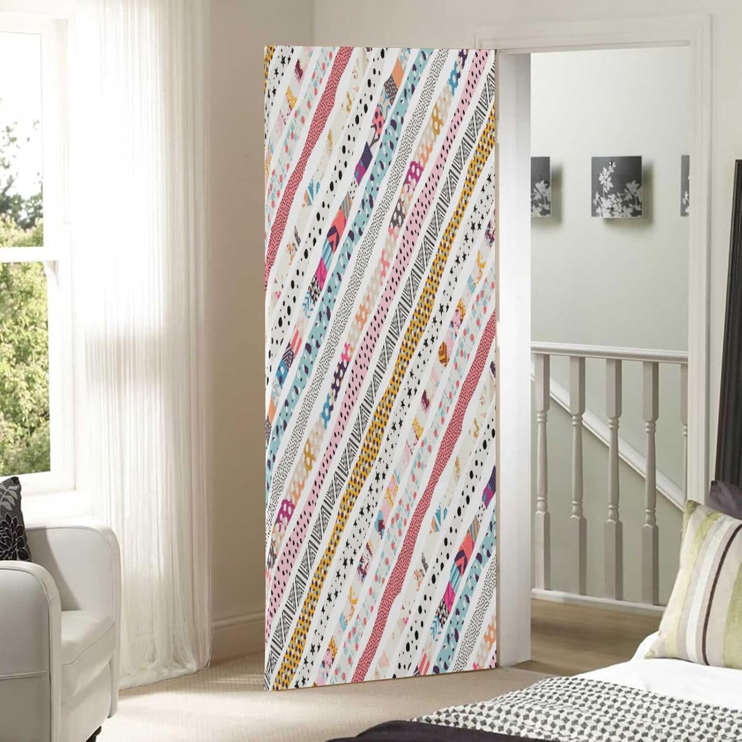 Susiyo Multicolored Abstract Halloween Door Cover 32x79 in