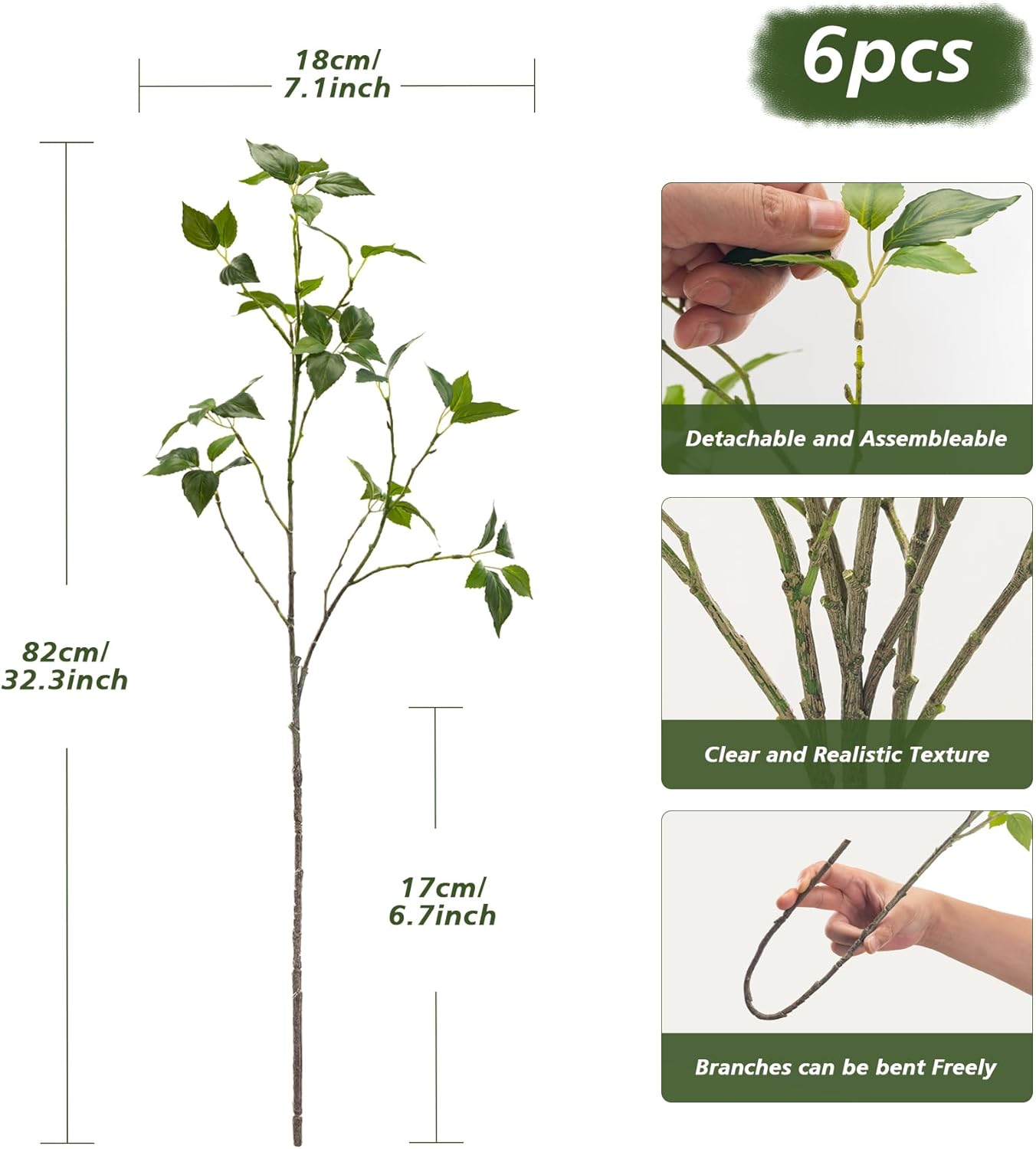 Uqueeten Eucalyptus Stems Artificial Plants 32 Inch 6PCS