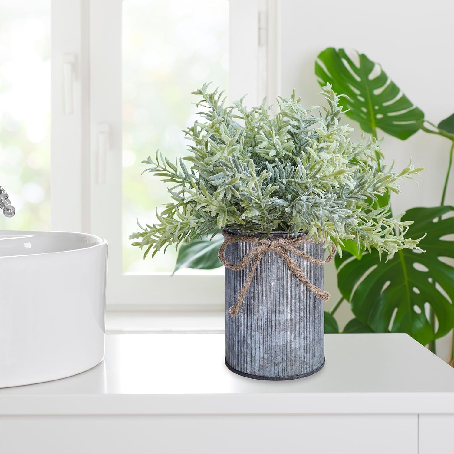 Winlyn 3 Pack Faux Plants in Metal Pots Farmhouse Centerpieces