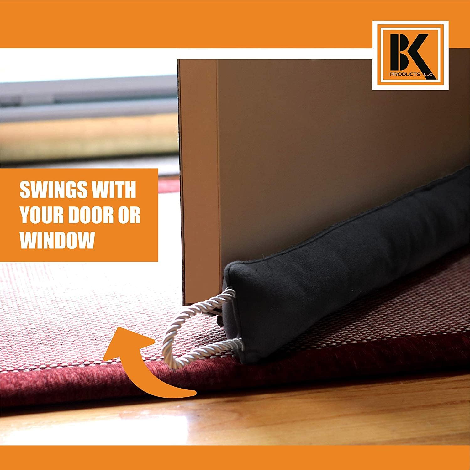 BK Door Draft Stopper - 37 Inch Black Energy Saver