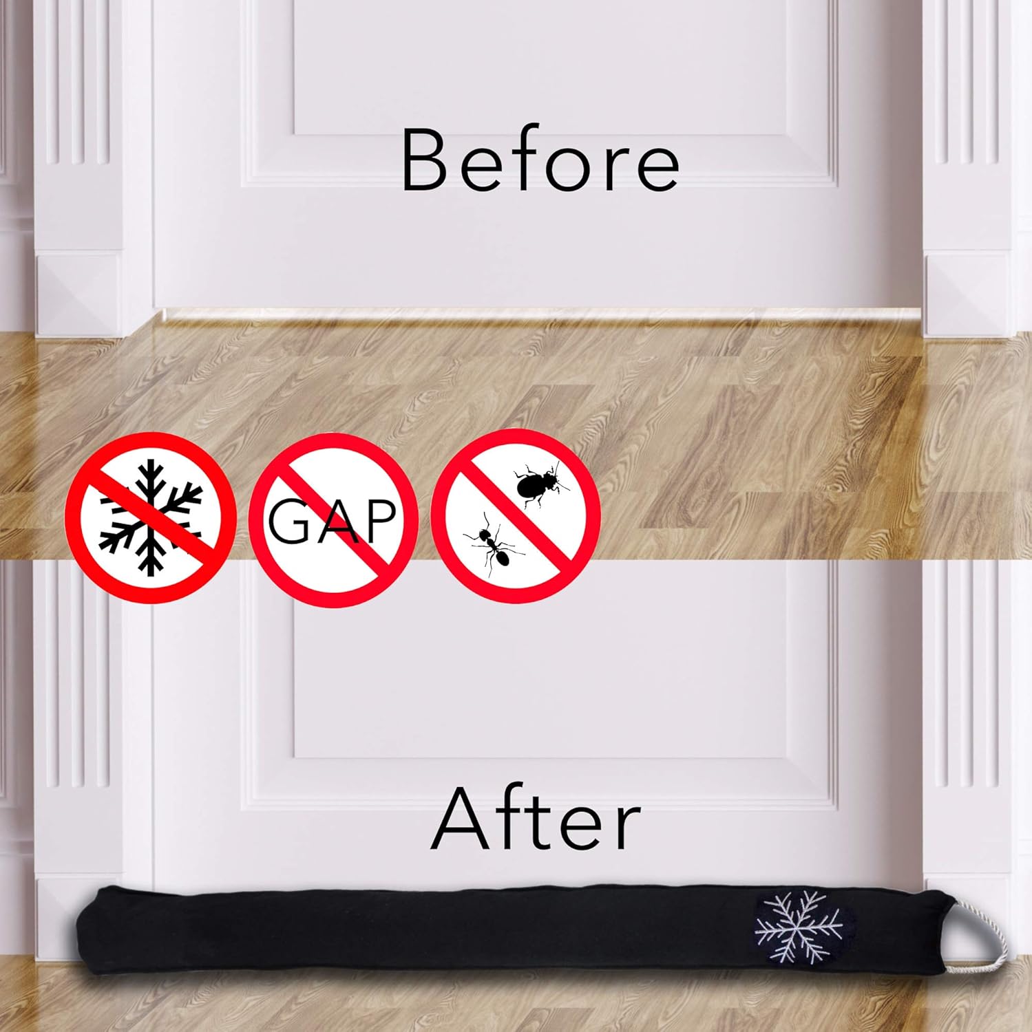 Simply Genius Cold Weather Door Draft Stopper 36 Inch Black