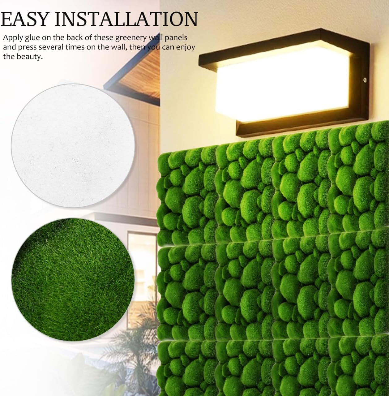 2pcs Artificial Moss Wall Panels Greenery Faux Moss Decor 12x12 Inch Easy Install