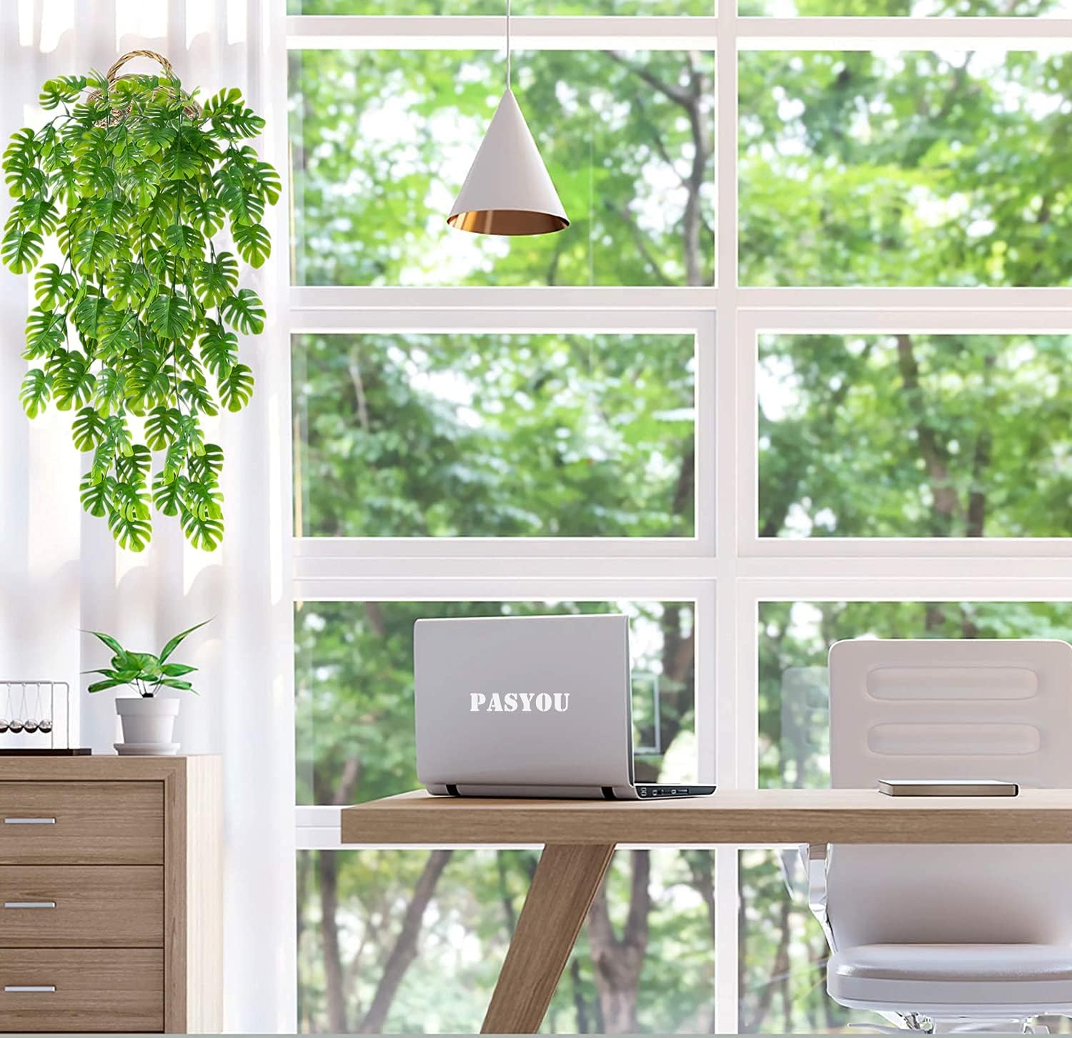 PASYOU Artificial Hanging Plants Fake Monstera Vines for Home Decor