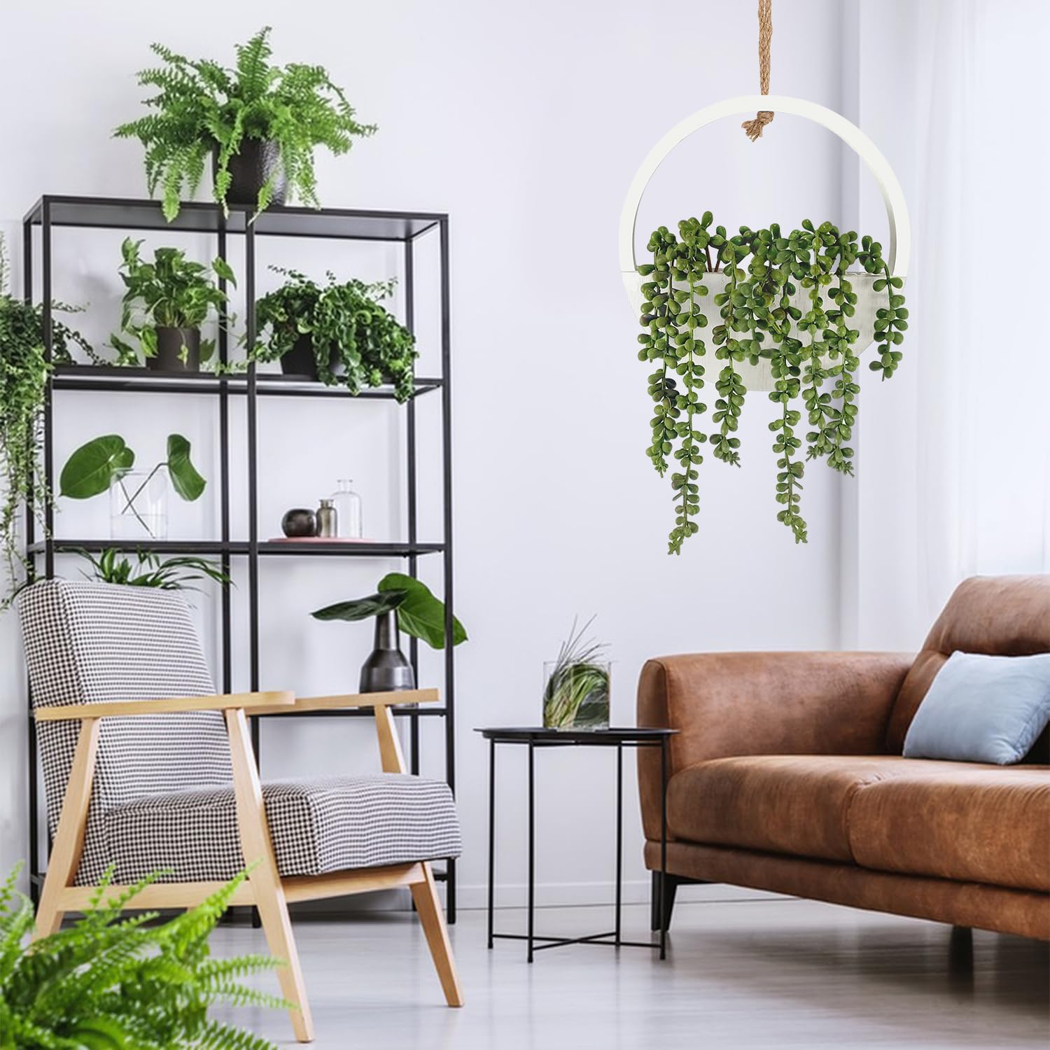 2 Pcs Artificial Hanging Succulents Plants with Lanyard