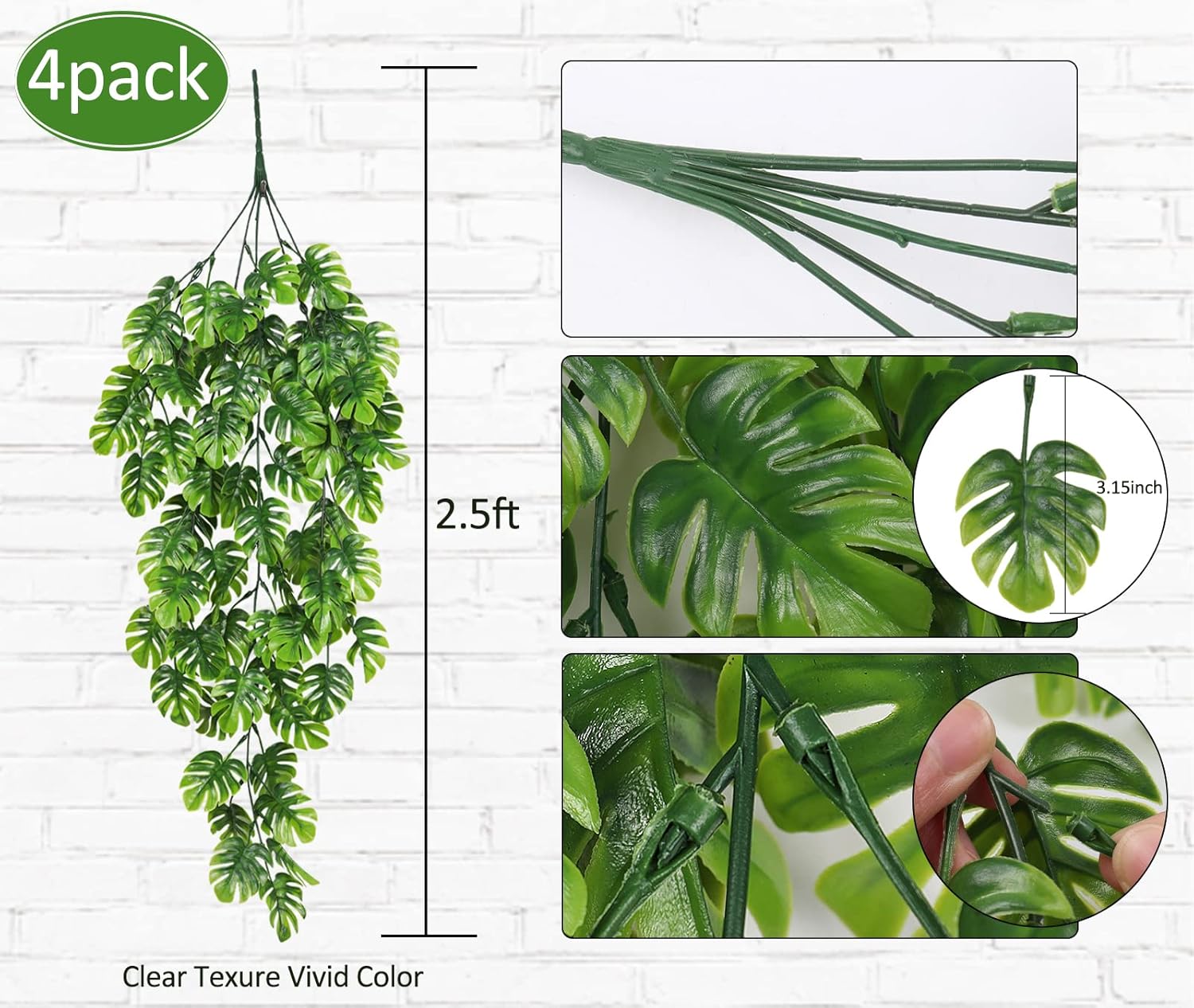 RECUTMS Artificial Hanging Plants 4Pcs Set