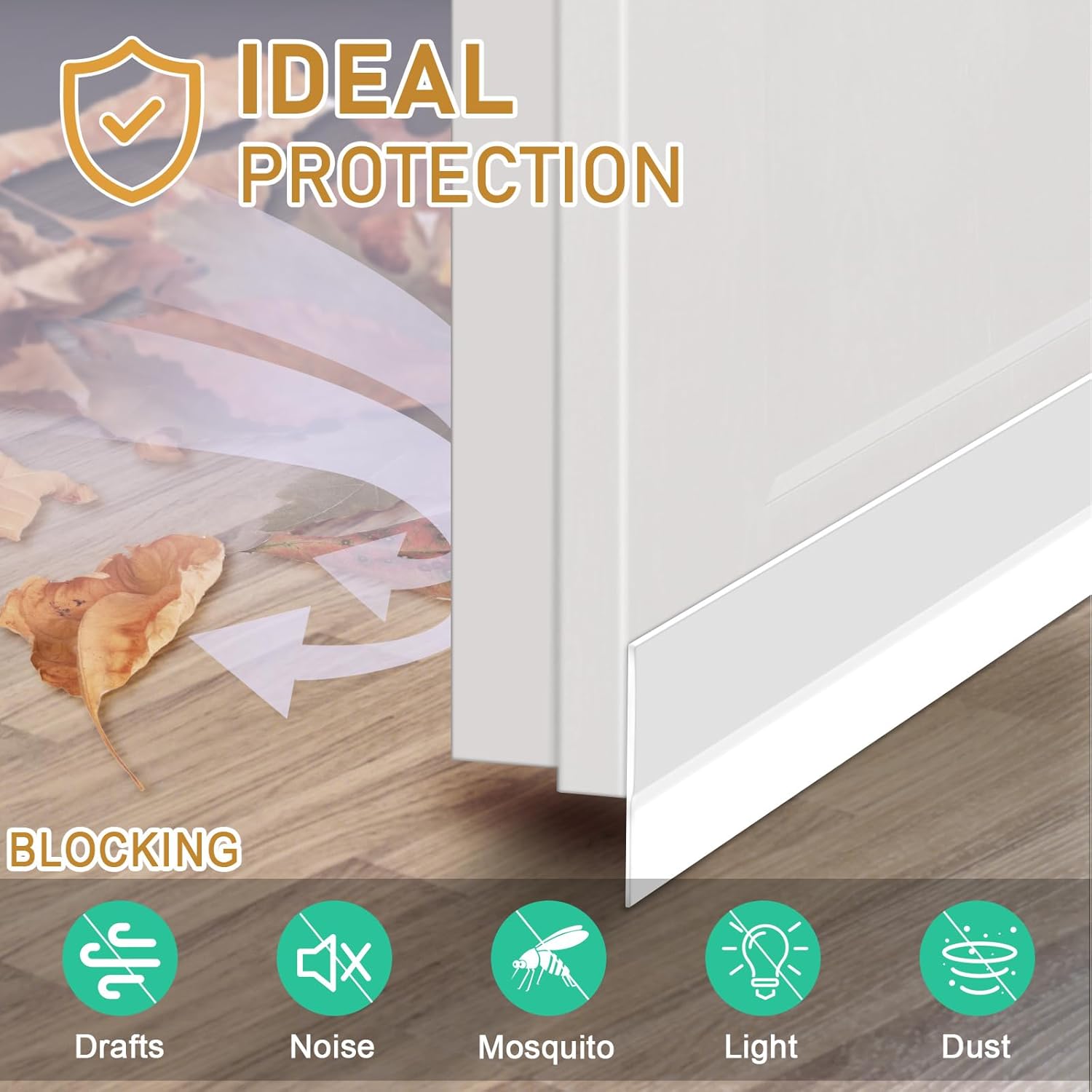 Joaercs Draft Stopper 2 Pack Door Sweep Seal Strip