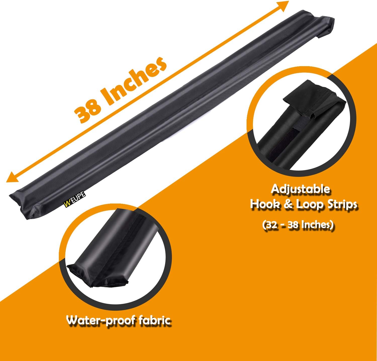 WEUPE Door Draft Stopper Double Sided 32-38 Inch Adjustable Black
