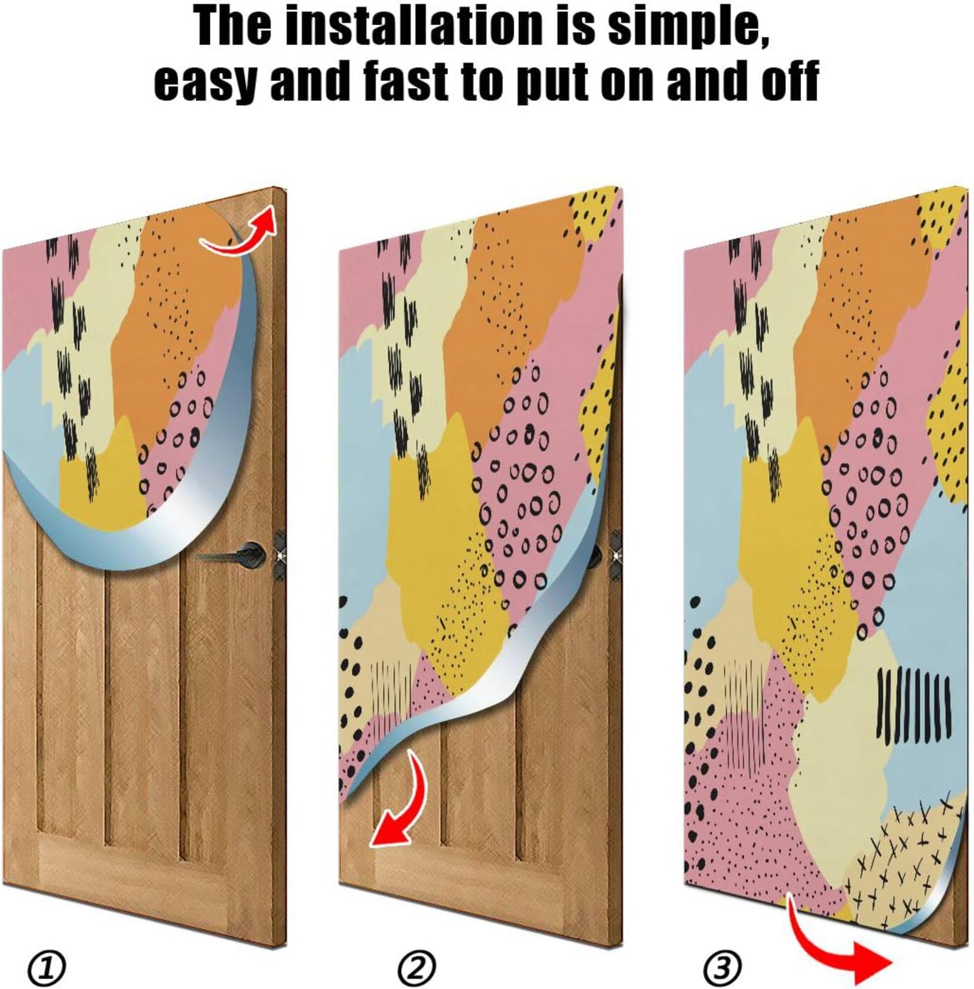 Susiyo Retro Abstract Halloween Door Cover Stretch Fabric Door Decoration 32x79 in