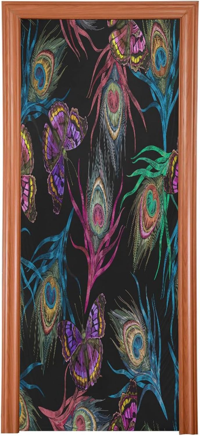 Susiyo Colorful Peacock Door Cover Halloween Decor