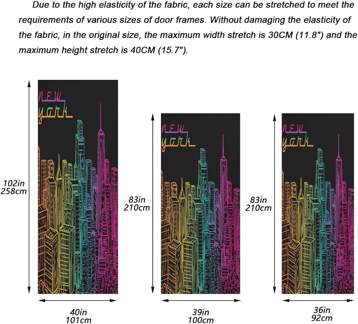 Susiyo NYC Night View Halloween Door Cover Stretch Fabric Door Decoration for Home Party Holidays