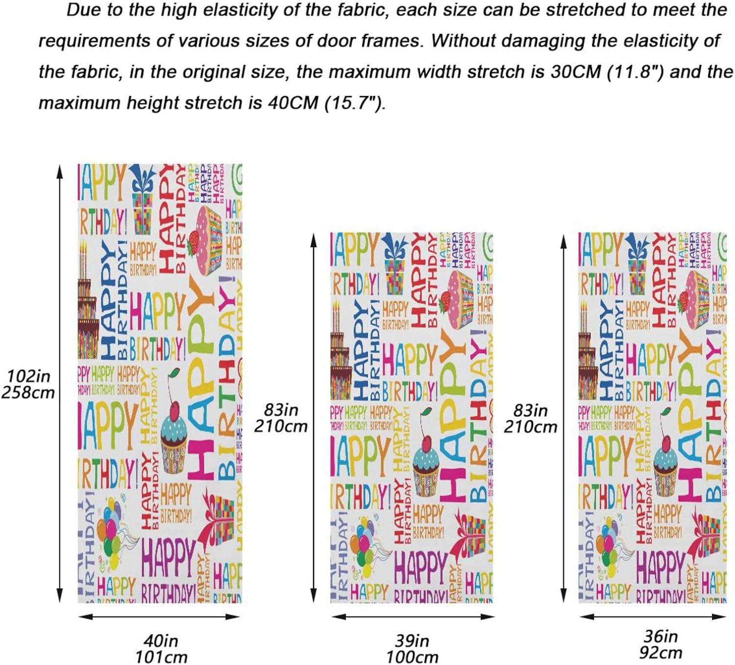 Susiyo Happy Birthday Halloween Door Cover 32x79 in Stretch Fabric Door Decoration