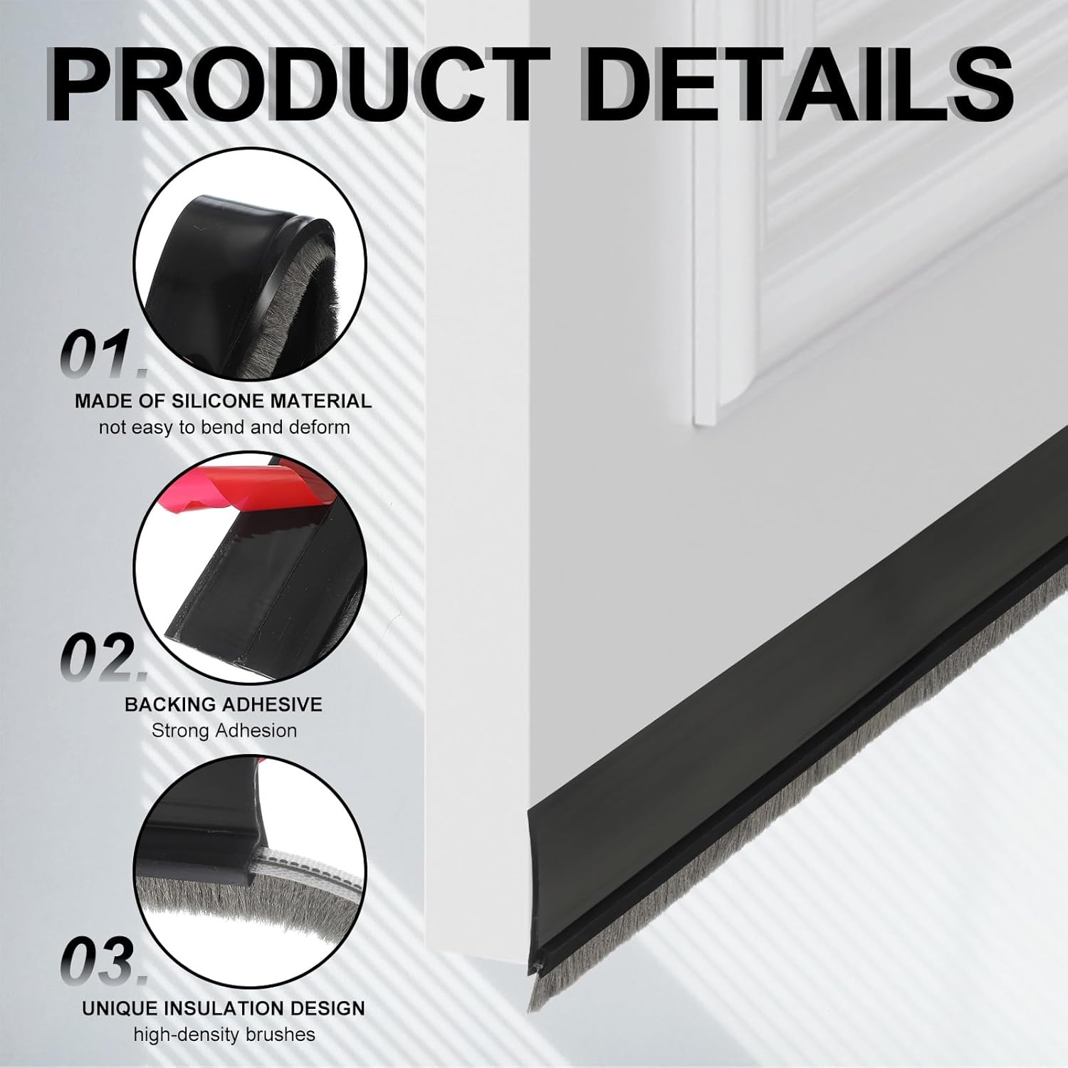 Uxcell 1 Pc Door Bottom Sweep 39 x 1 Inch Adhesive Draft Stopper