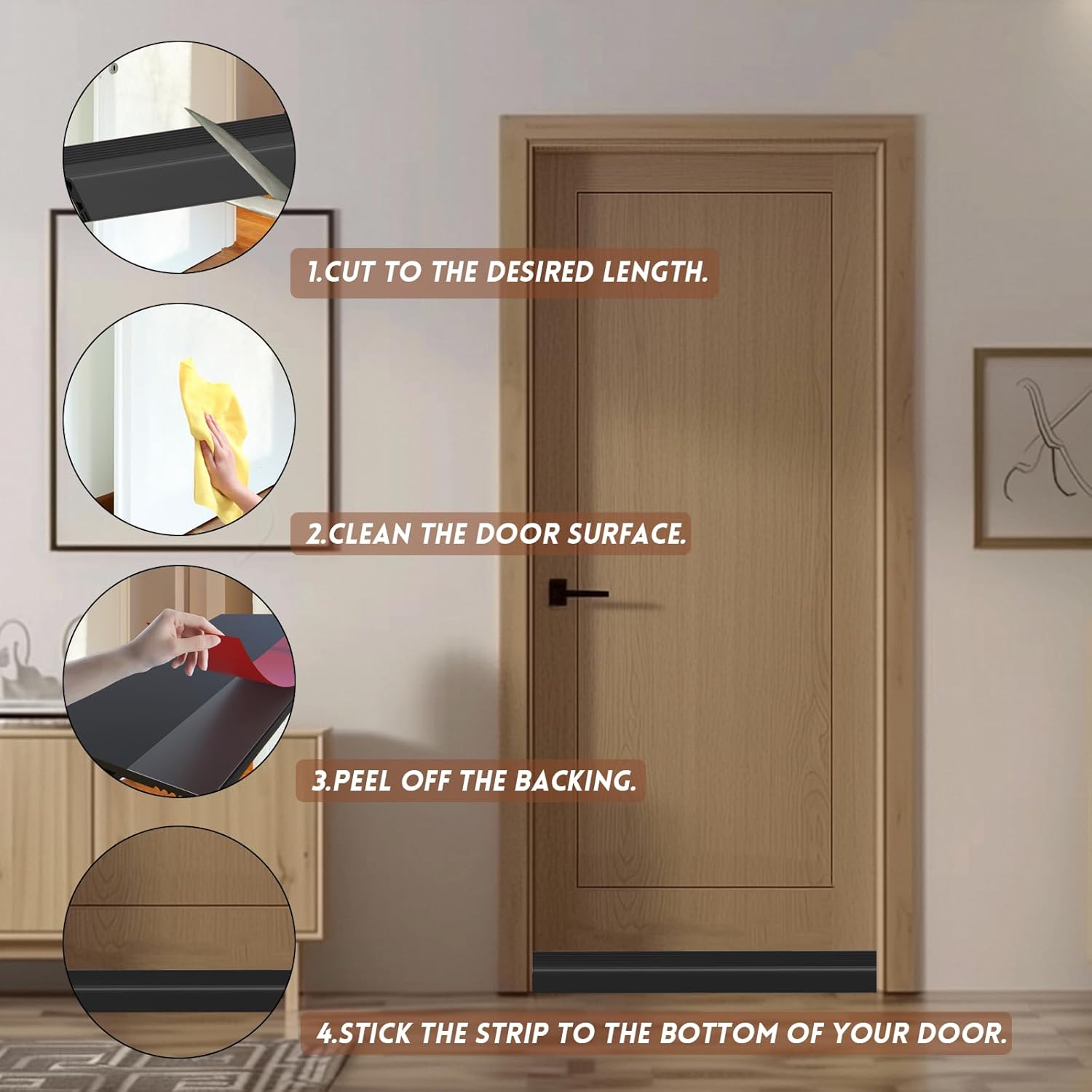Floatlive Door Draft Stopper Black 78 Inch