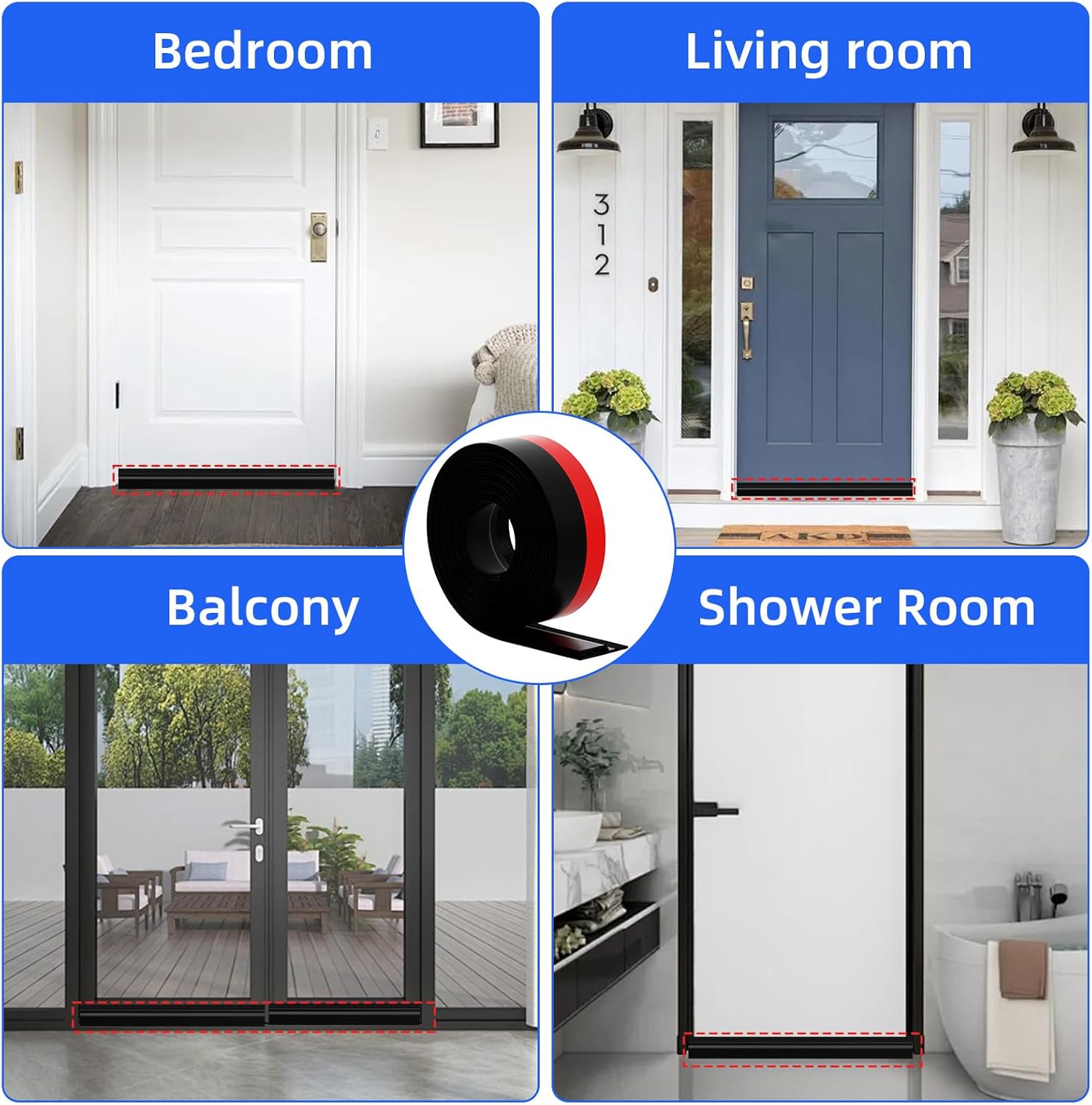 Under Door Draft Stopper 39in Black Door Sweep