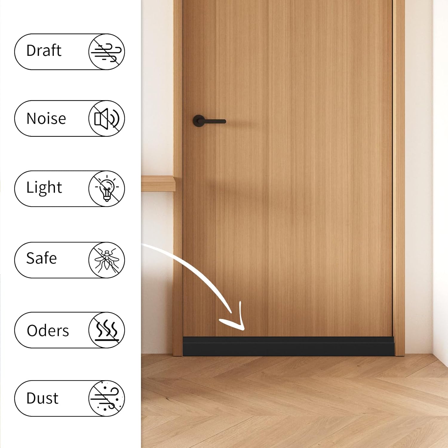 JUJIBL Door Draft Stopper 36 Inch Black