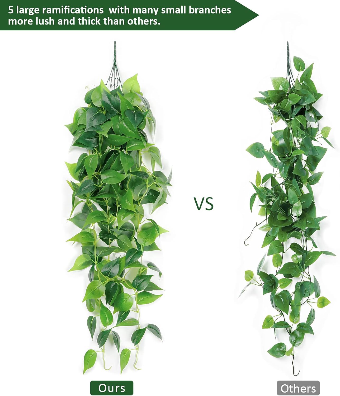 SOMYTING Artificial Hanging Plants 2pcs Faux Ivy Vines Greenery Decor