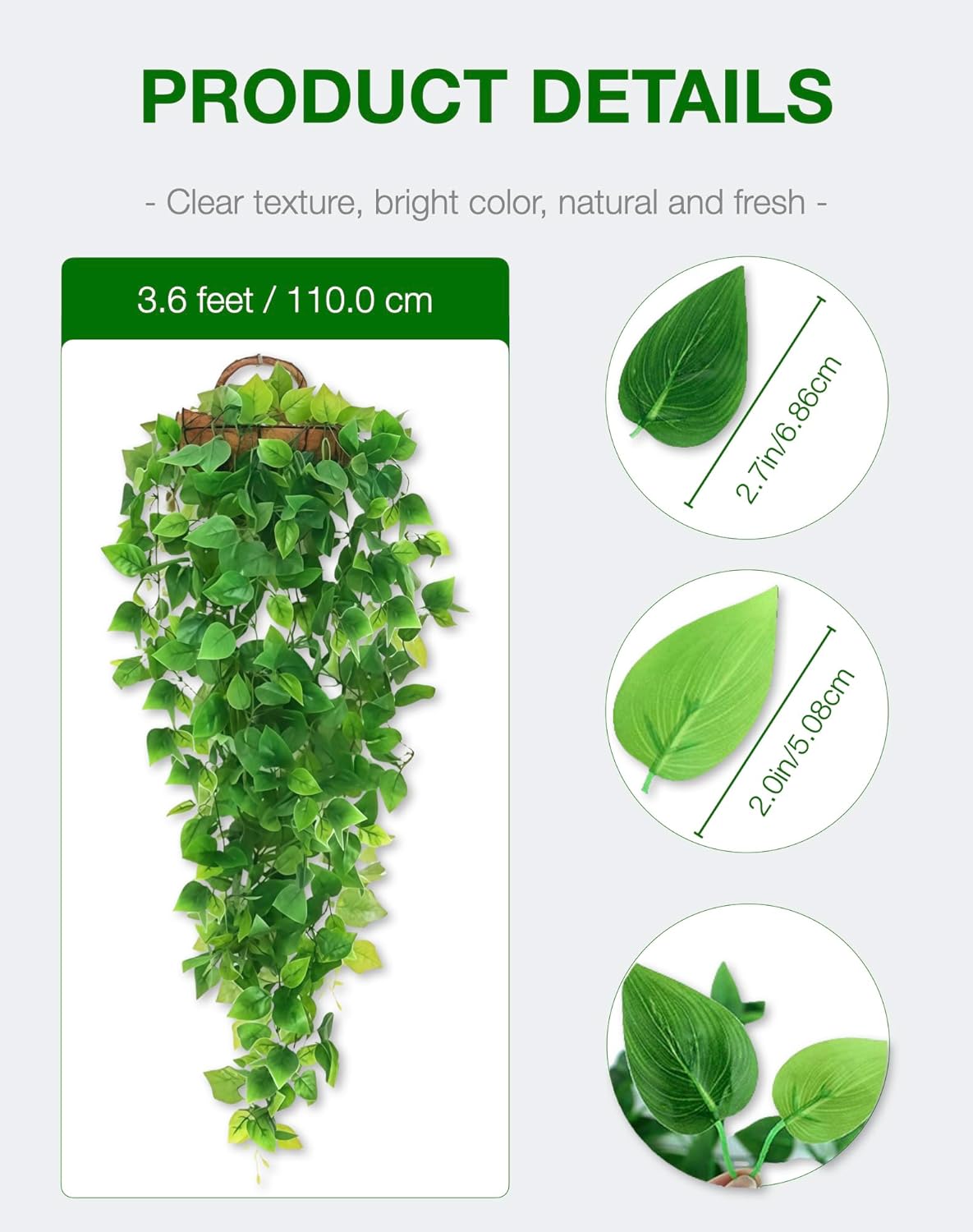 2 Pack Artificial Hanging Ivy Plants 36ft - Decor for Indoor Outdoor Events
