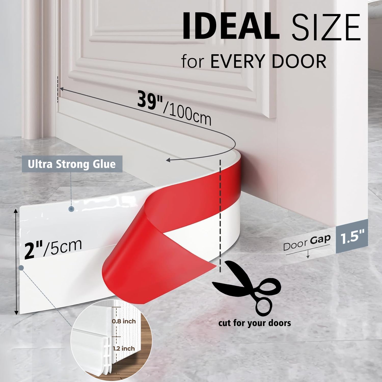 2 Packs Door Draft Stoppers White 2x39 Inches