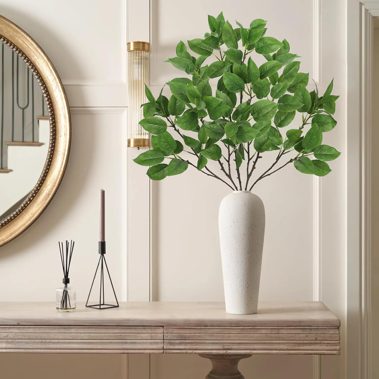 Artificial Camellia Leaf Stems 3PCS for Vase Decor