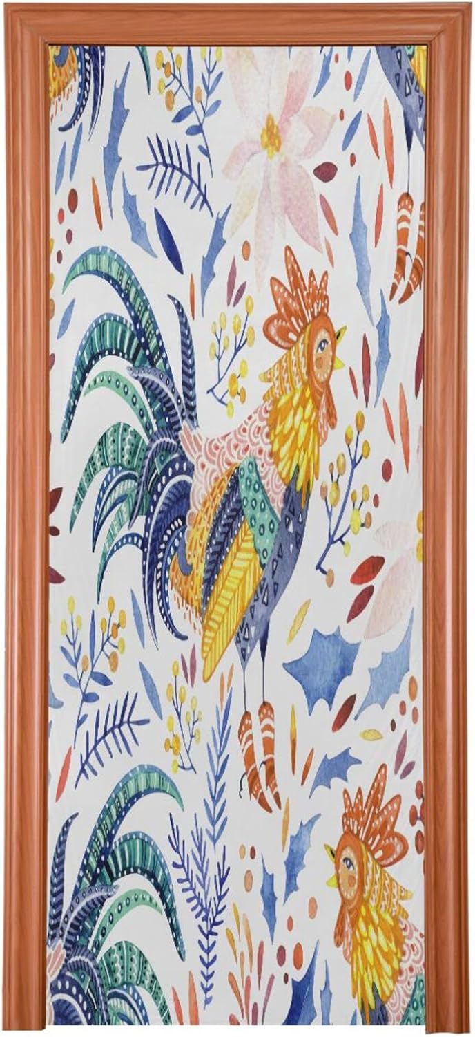 Susiyo Gold Ornate Rooster Halloween Door Cover
