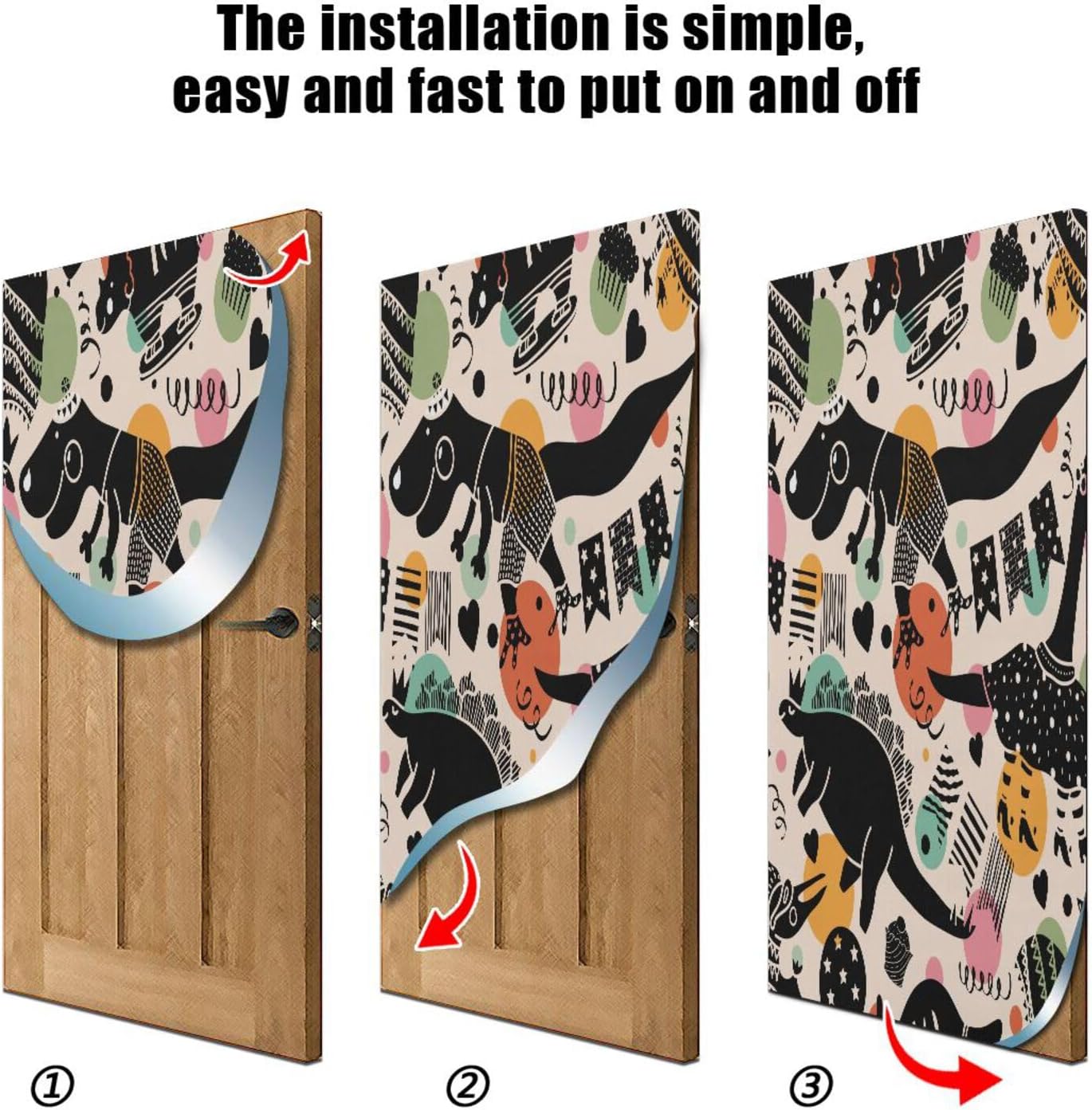 Susiyo Black Dinosaur Halloween Door Cover 32x79 in