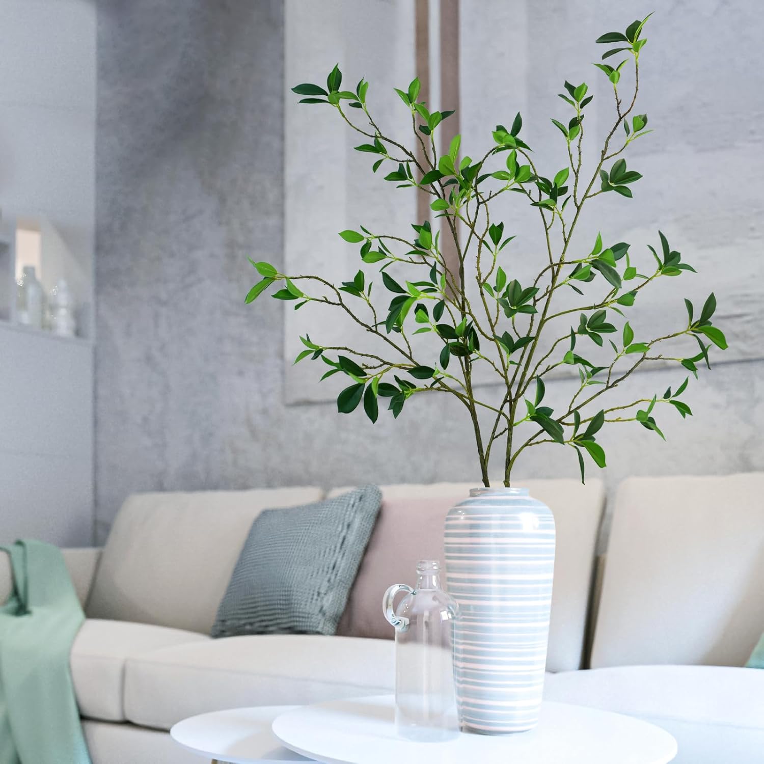 Krissing 2Pcs Artificial Greenery Stems for Home Office Decor