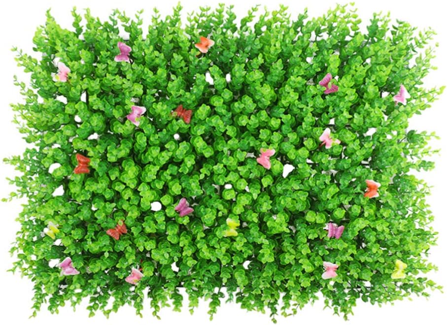VOSAREA Artificial Boxwood Panels with Butterfly Grass Topiary Hedge Wall Decor