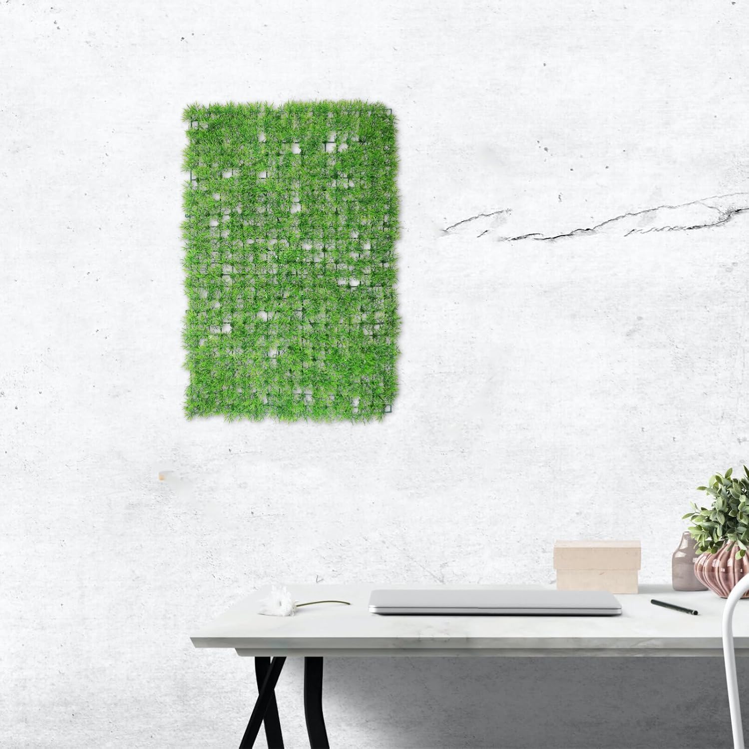 VOSAREA Artificial Plants Wall Panel Faux Grass Decor