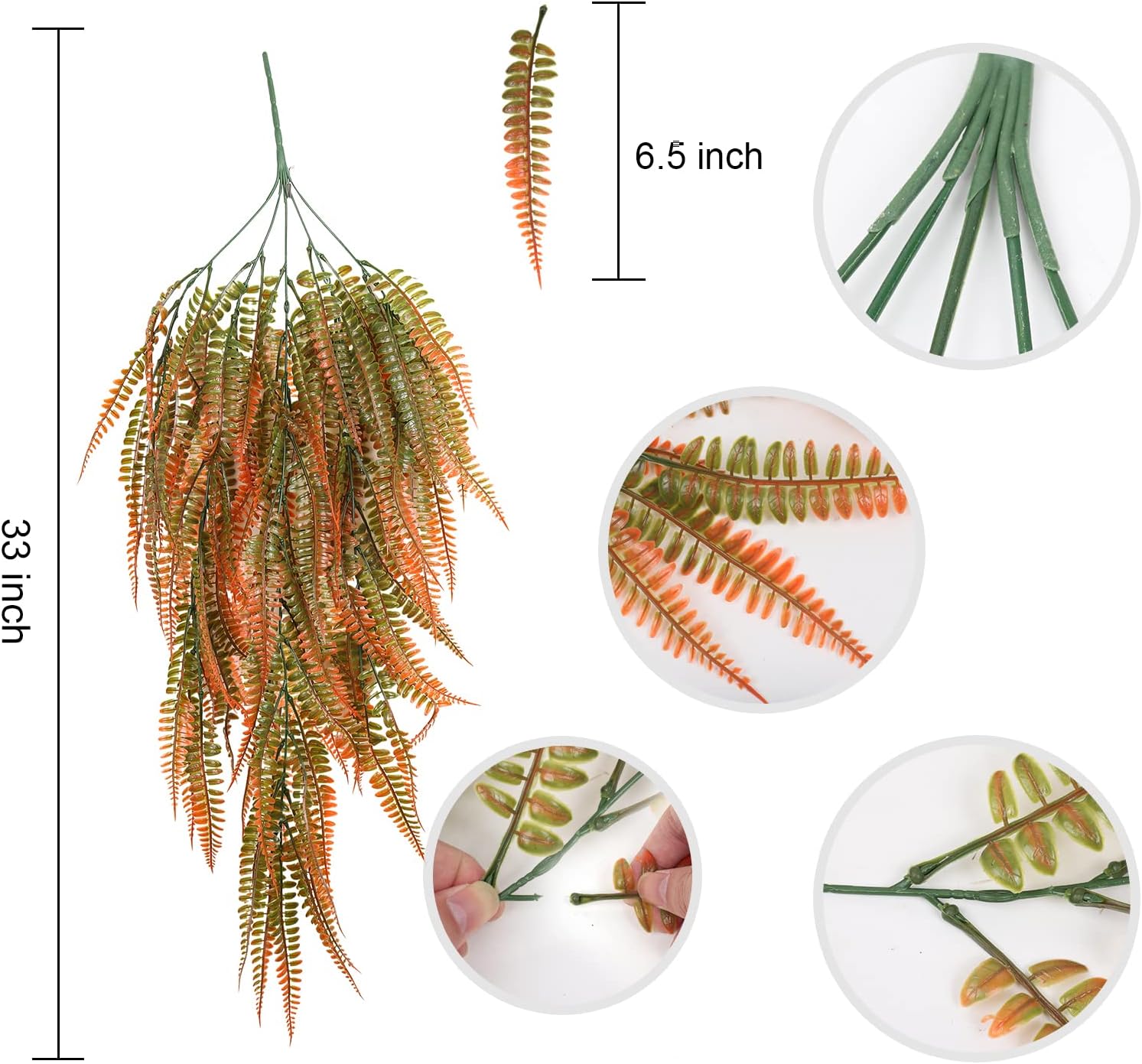 RECUTMS 4Pcs Fake Boston Fern Hanging Plants