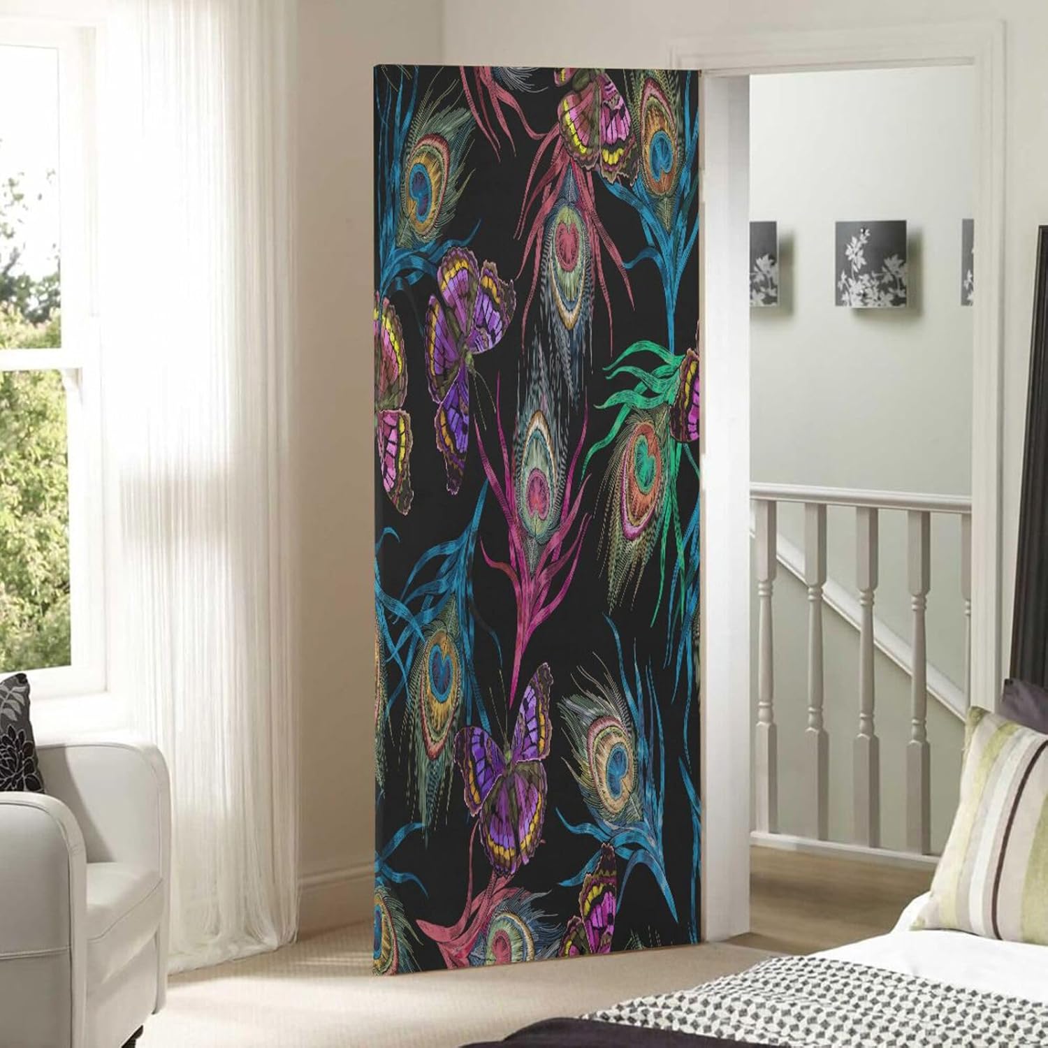 Susiyo Colorful Peacock Door Cover Halloween Decor