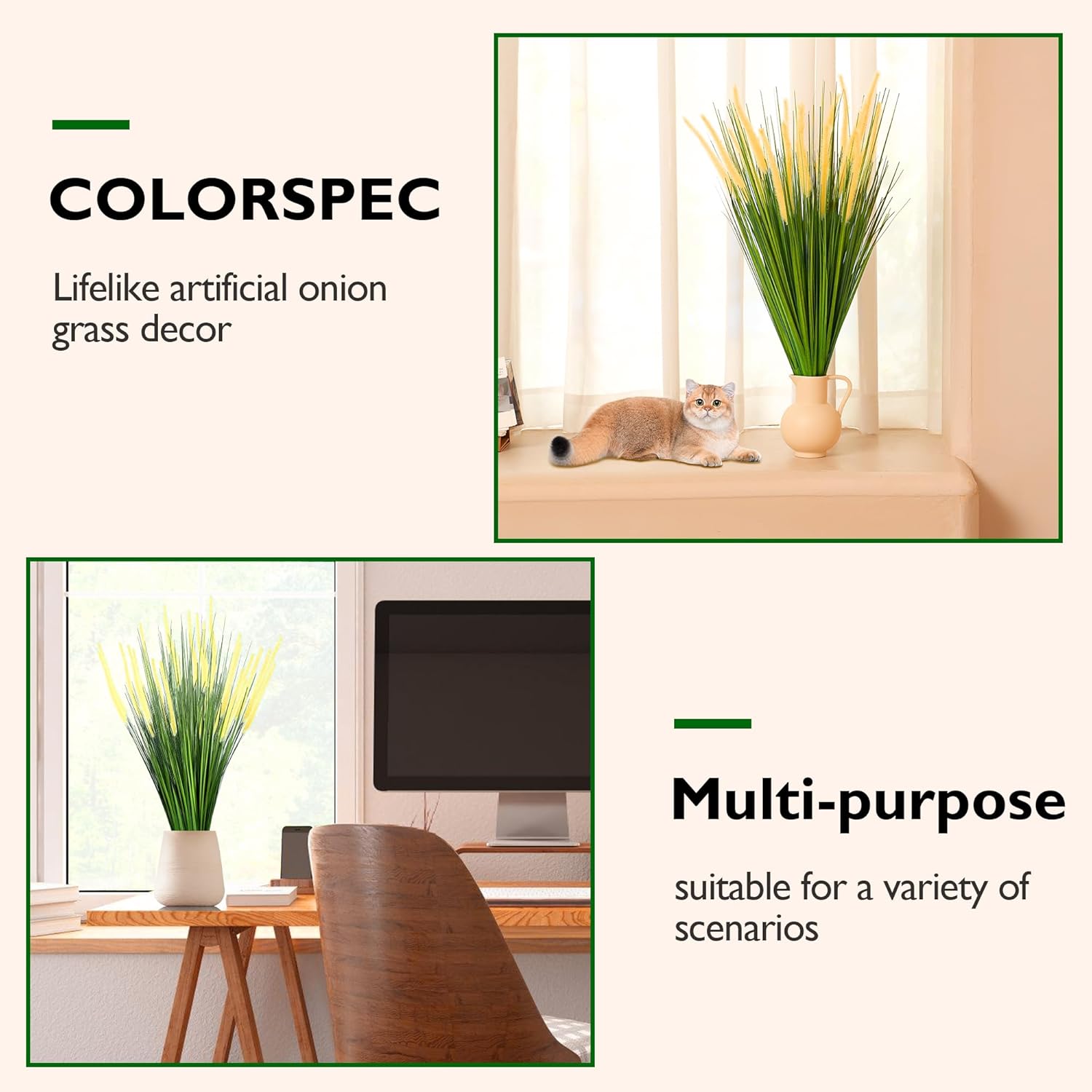 32 Inch Tall Foxtail Reed Artificial Plant 6 Pack UV Resistant Indoor Outdoor Decor