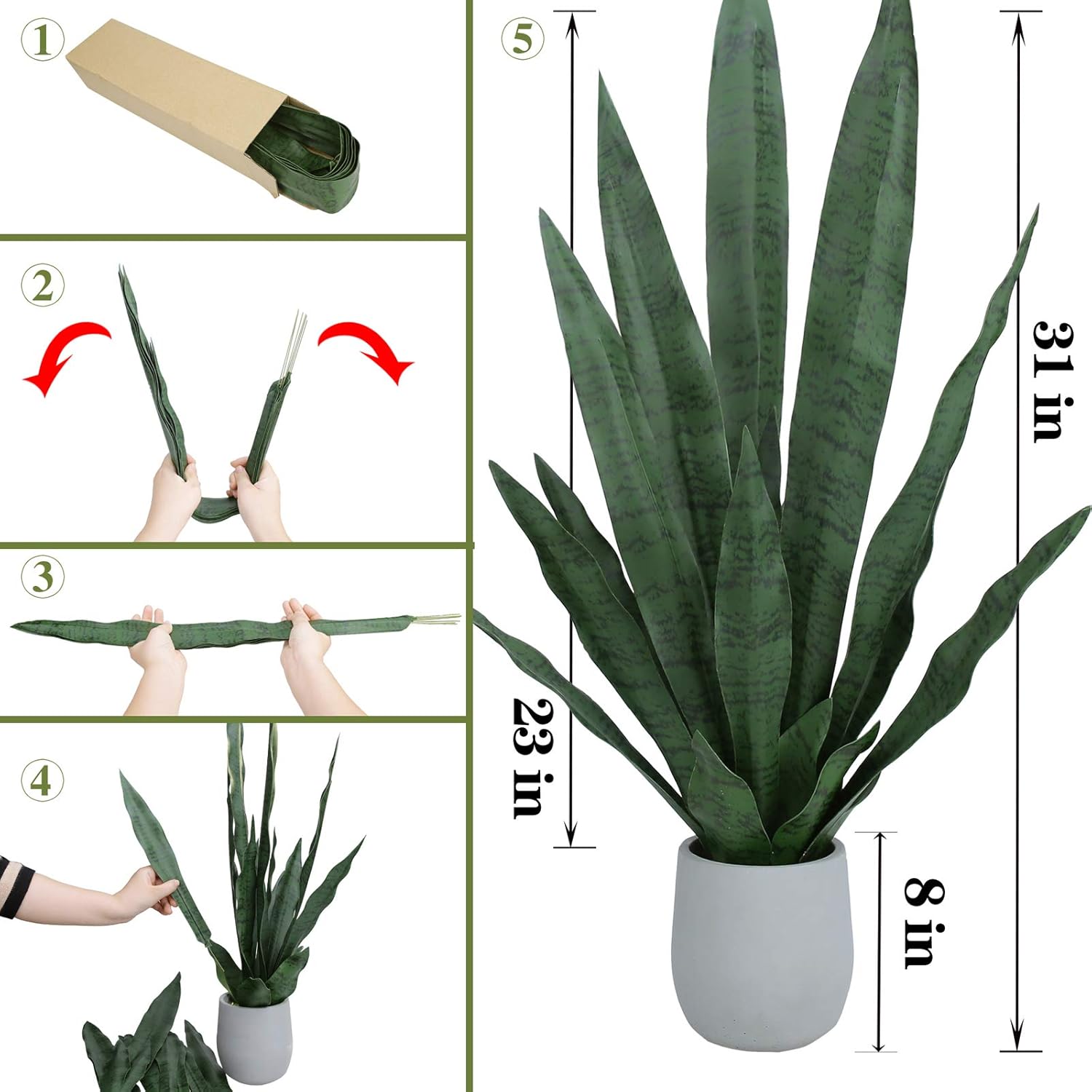 Summer Flower 23in Faux Snake Plant Leaves Set