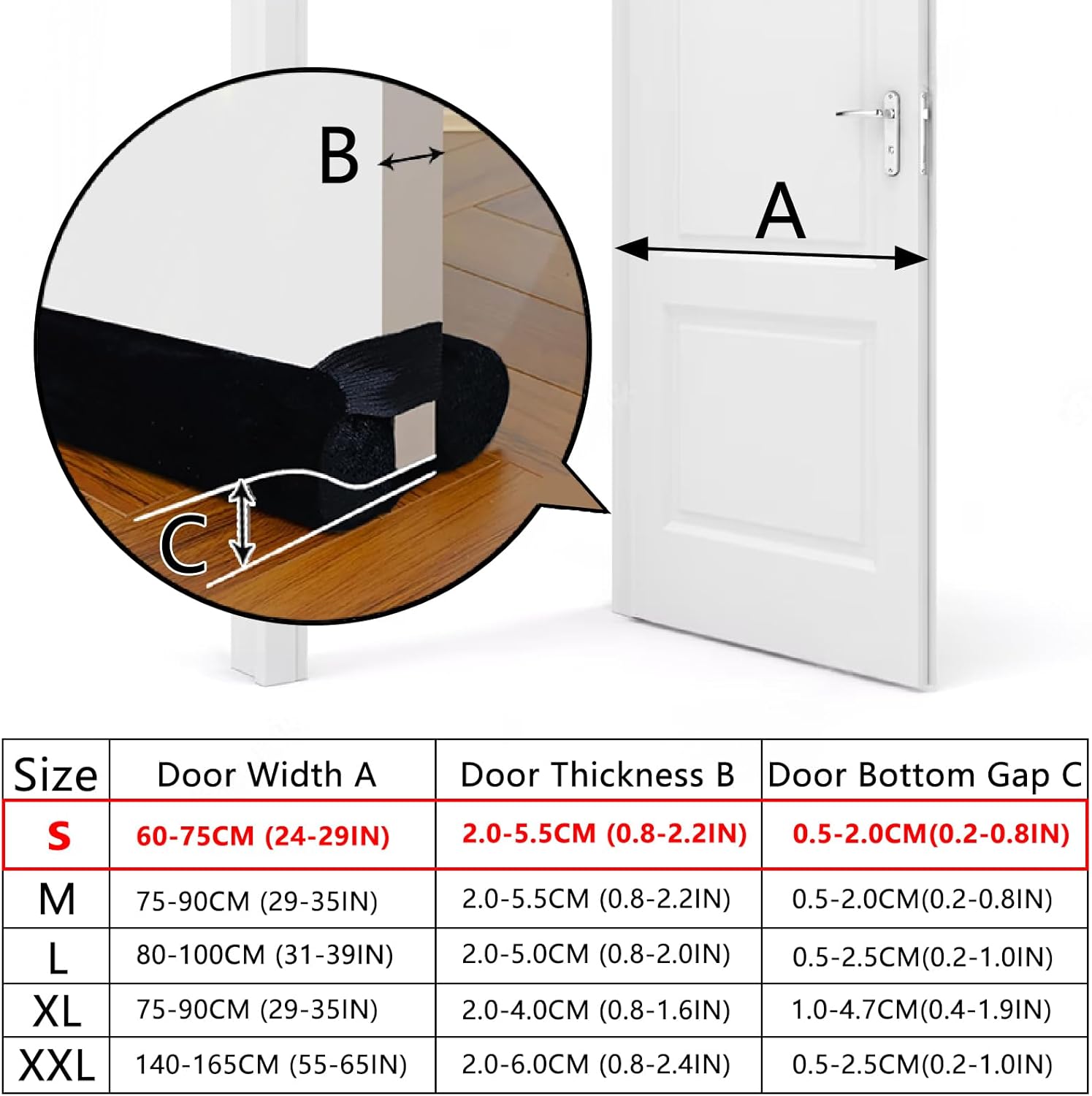 BKSAI Door Draft Stopper No Adhesive 24-29IN Brown
