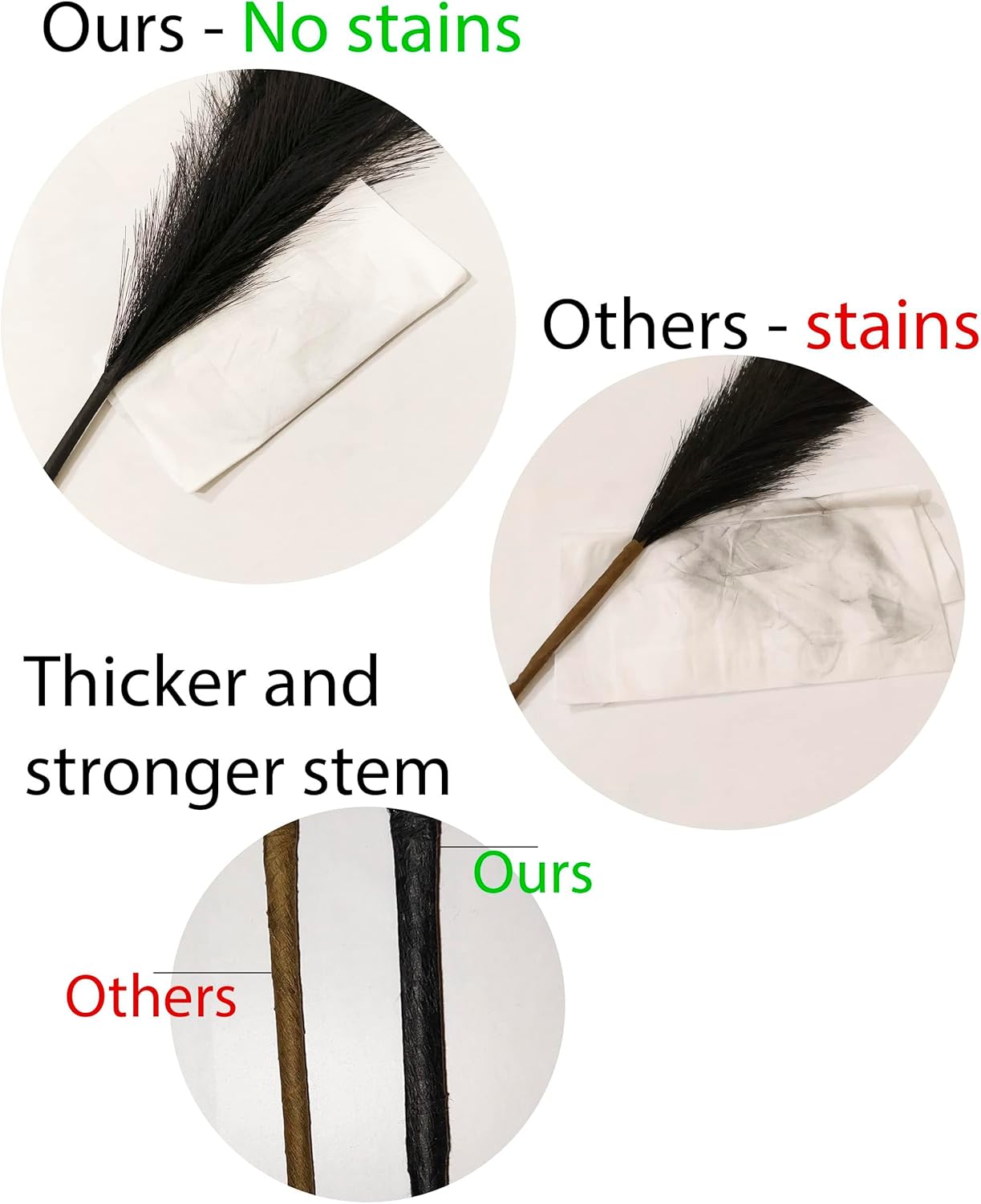 LifeJournal 43 Inch Black Pampas Grass Decor 3-Pcs