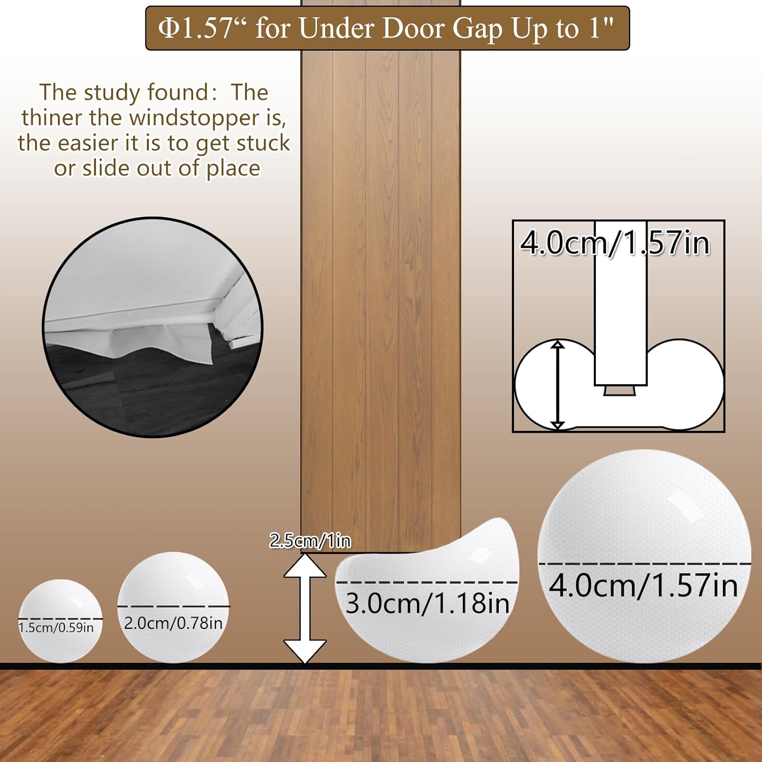 JUJIBL Under Door Draft Stopper 32 Inch No Adhesive SoundProof Black