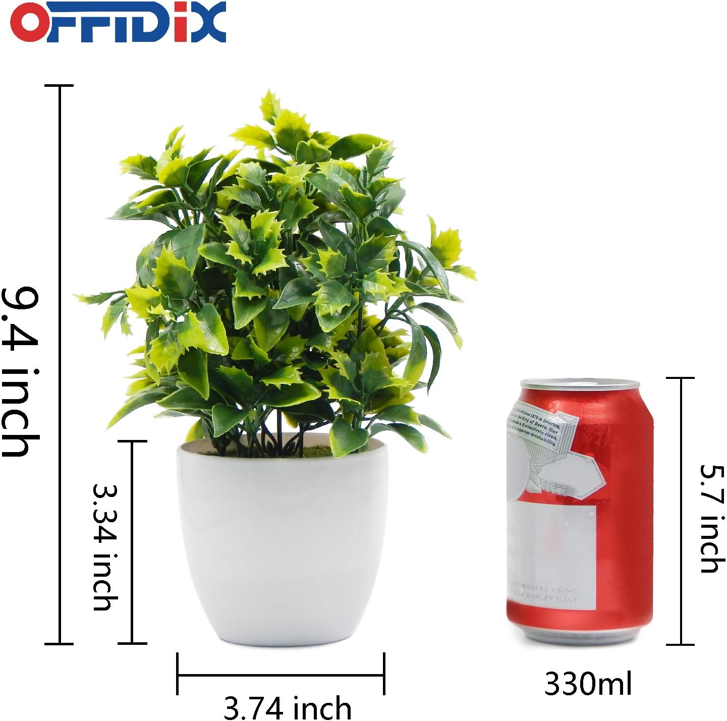 OFFIDIX Artificial Plastic Mini Plants with White Pot Decor