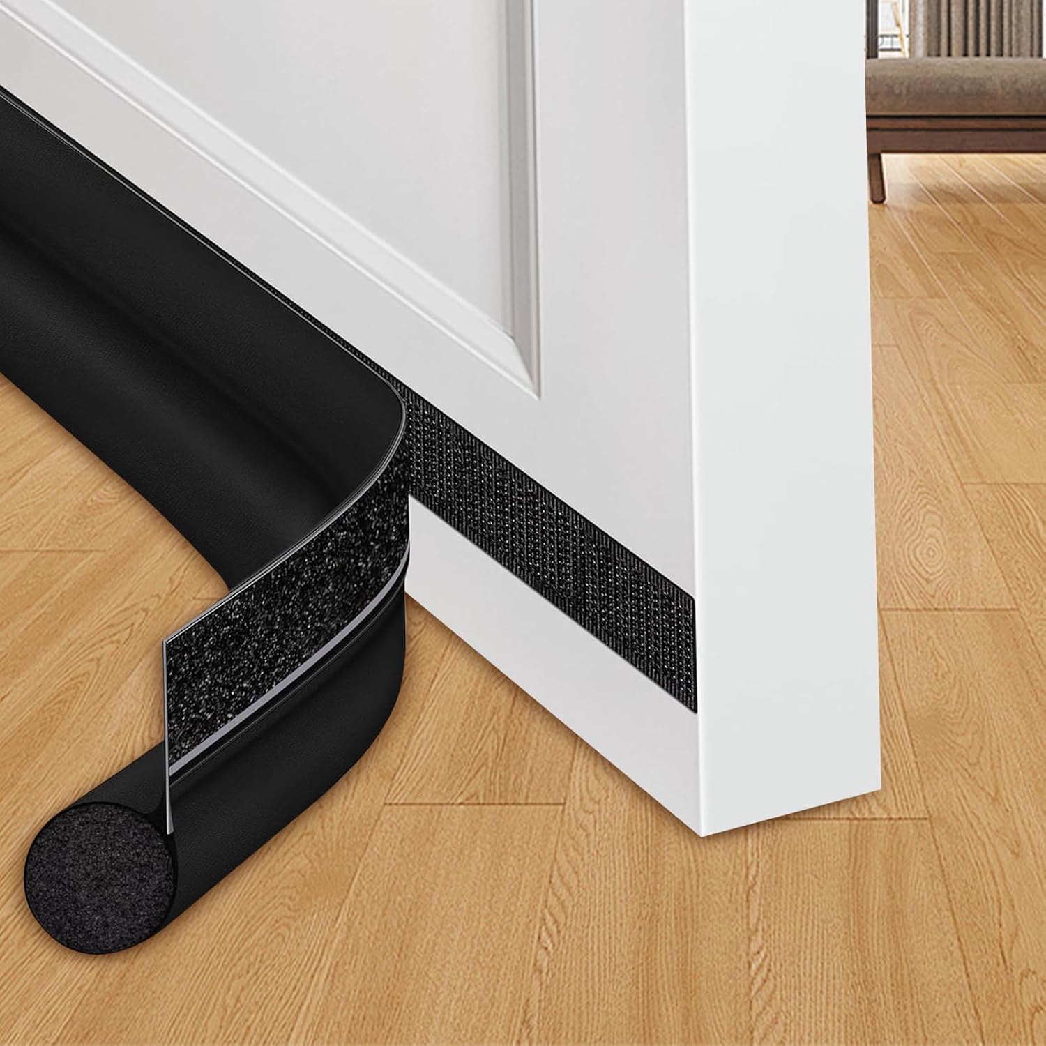 EGUARTE Door Draft Stopper 37 Inch Adjustable Black