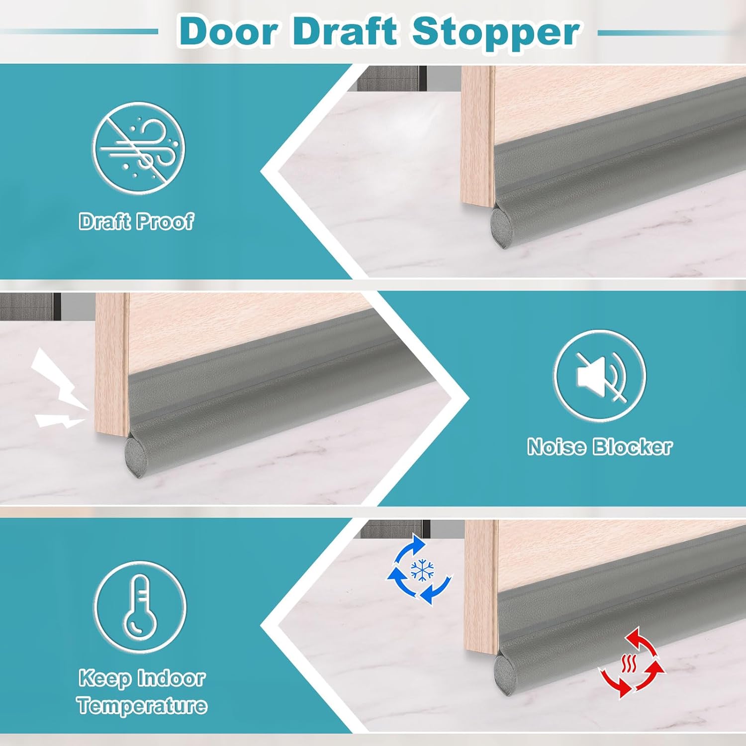 Uxcell 37 Inch Door Draft Stopper Black