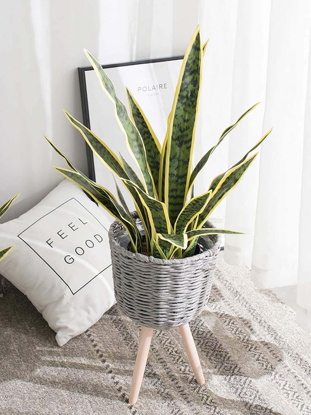 Beebel Artificial Snake Plant 22 Inch Potted Decor