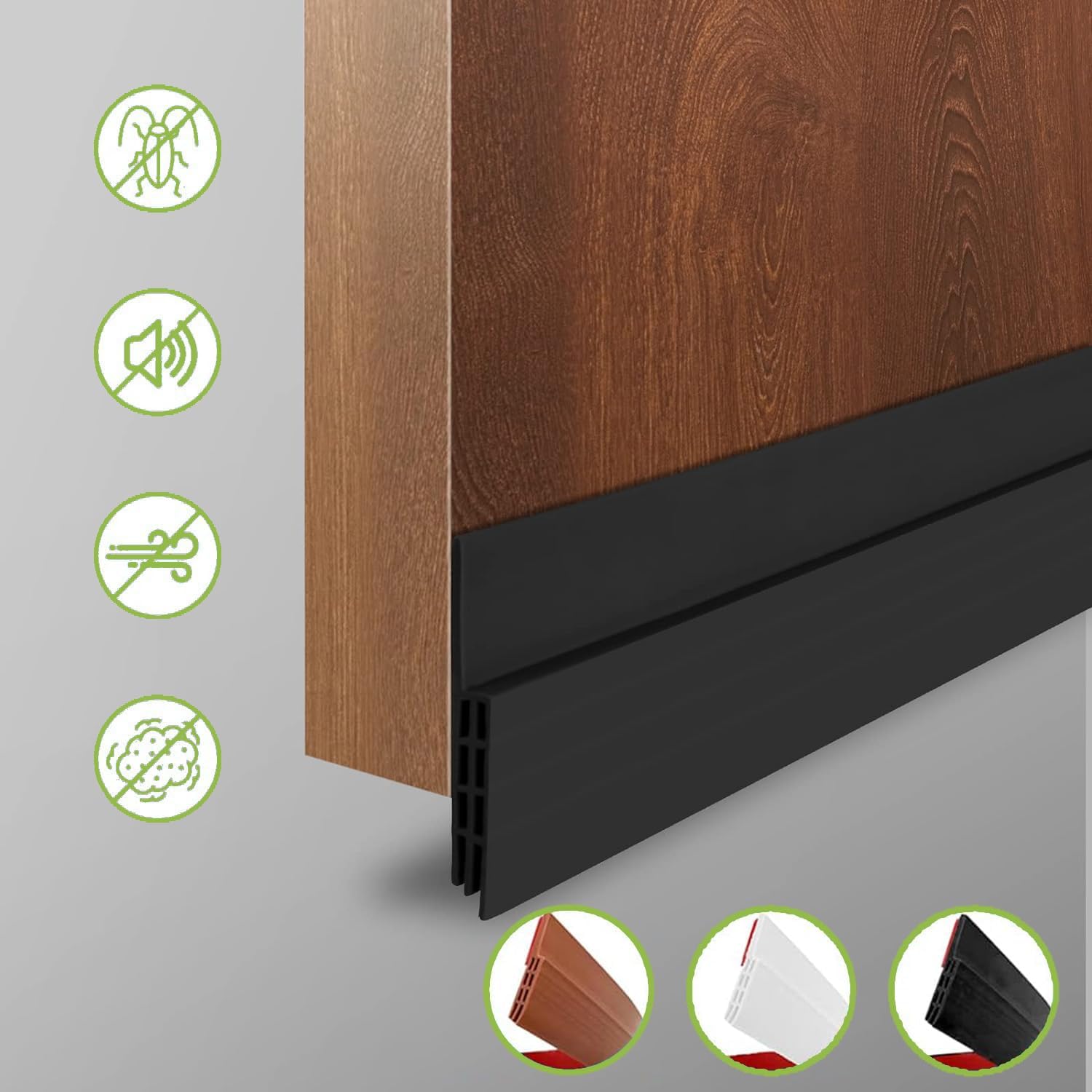 Dinglian 2 Pc Door Draft Stopper Black 2x39 Inches