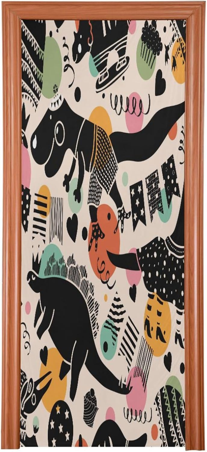Susiyo Black Dinosaur Halloween Door Cover 32x79 in