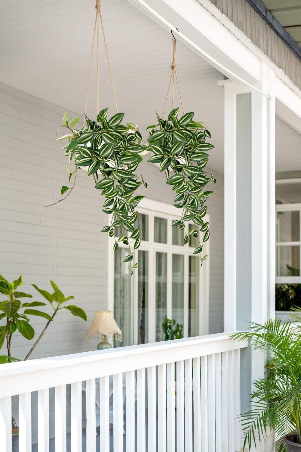 DILATATA Artificial Hanging Plants 26 Faux Wandering Jew for Home Decor 2 Pack