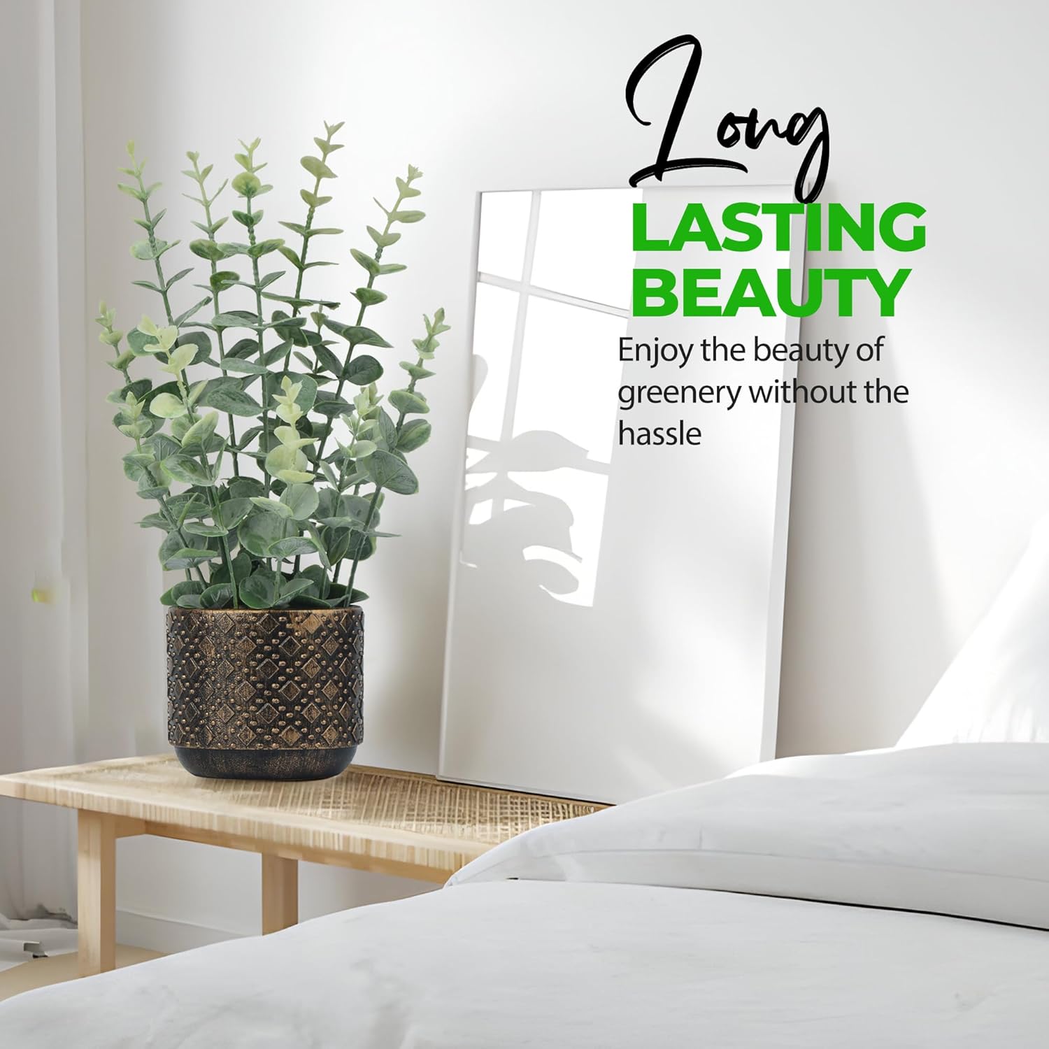 Hisow Artificial Plants Indoor Small Eucalyptus Leaf
