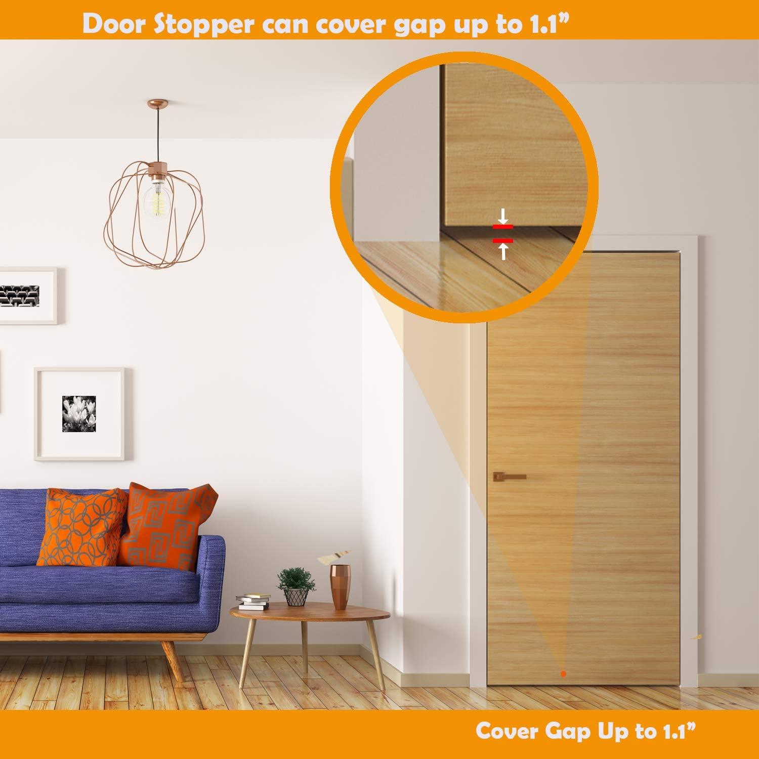 WEUPE Door Draft Stopper Double Sided 32-38 Inch Adjustable Black