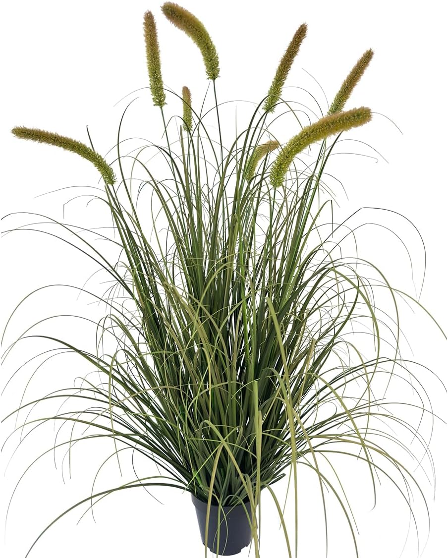 4ft Tall Artificial Grass Plant with Silk Flowers in Pot
