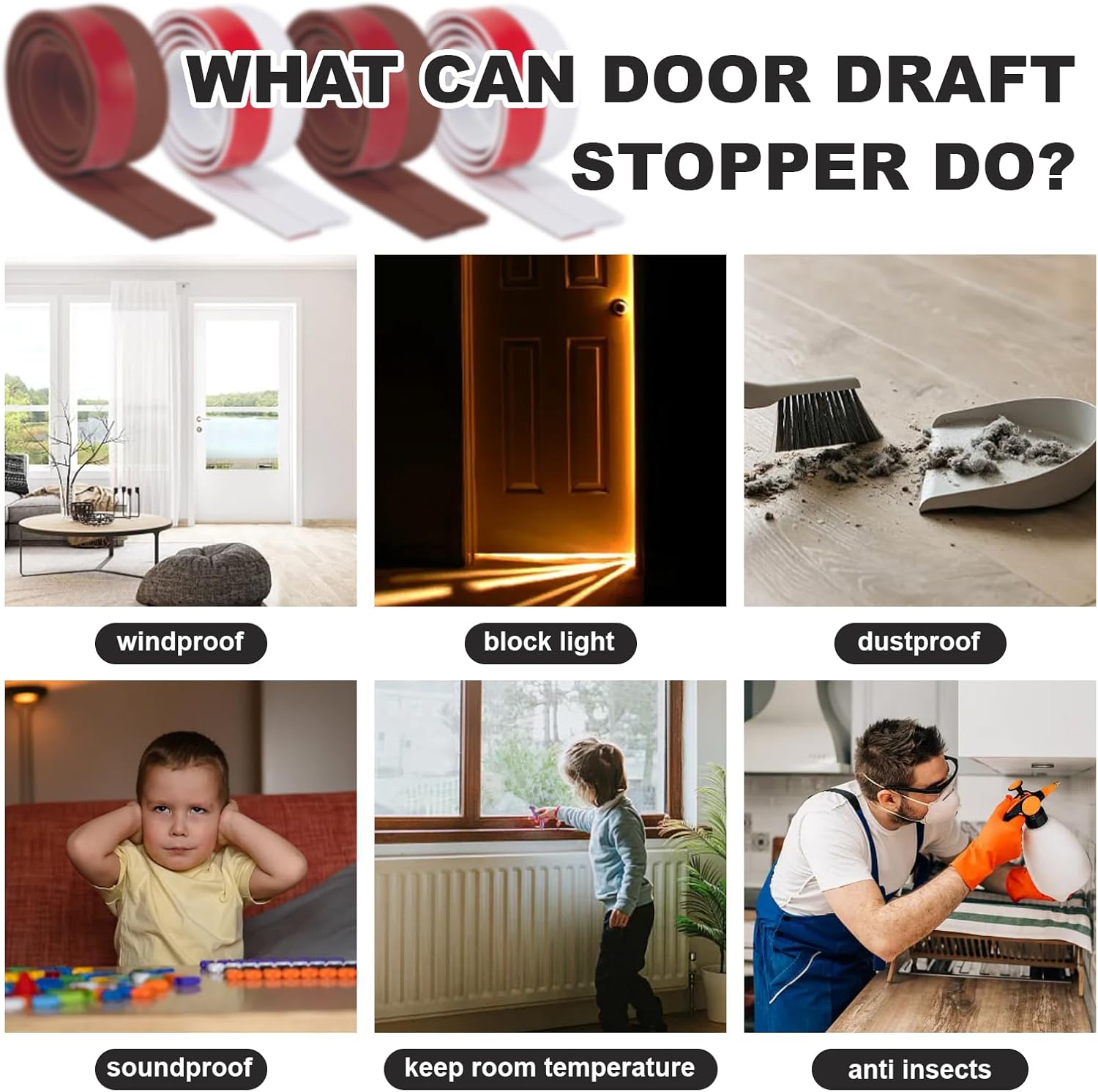 Brown Door Draft Stopper Silicone Door Seal