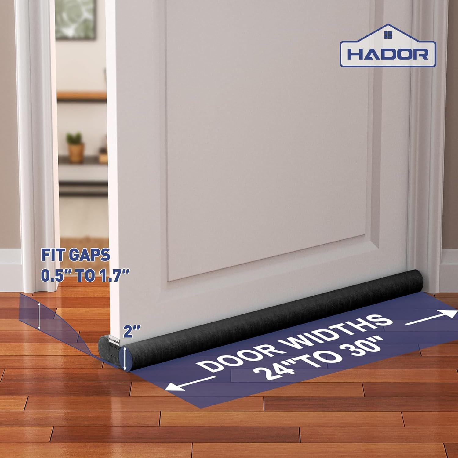 HADOR Door Draft Stopper 30 Inch Black for French Patio Sliding Doors