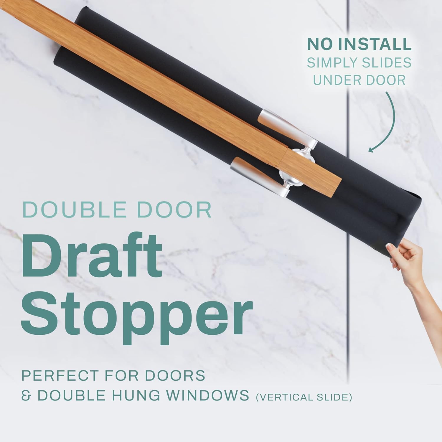 Home Intuition 36 Inch Twin Door Draft Stopper Black 1 Pack